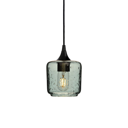 601 Lunar: Single Pendant Light-Glass-Bicycle Glass Co - Hotshop-Slate Gray-Matte Black-Bicycle Glass Co