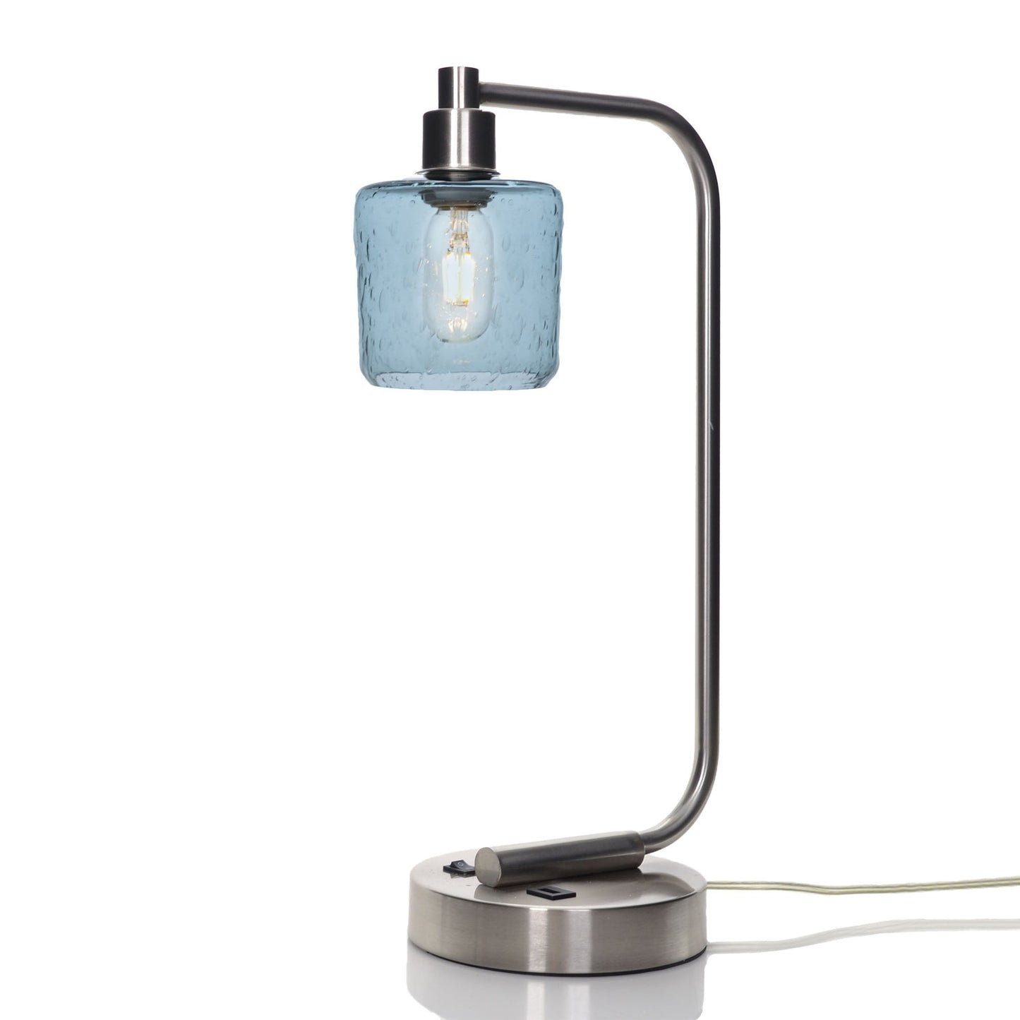 601 Lunar: Table Lamp-Glass-Bicycle Glass Co - Hotshop-Slate Gray-Brushed Nickel-Bicycle Glass Co