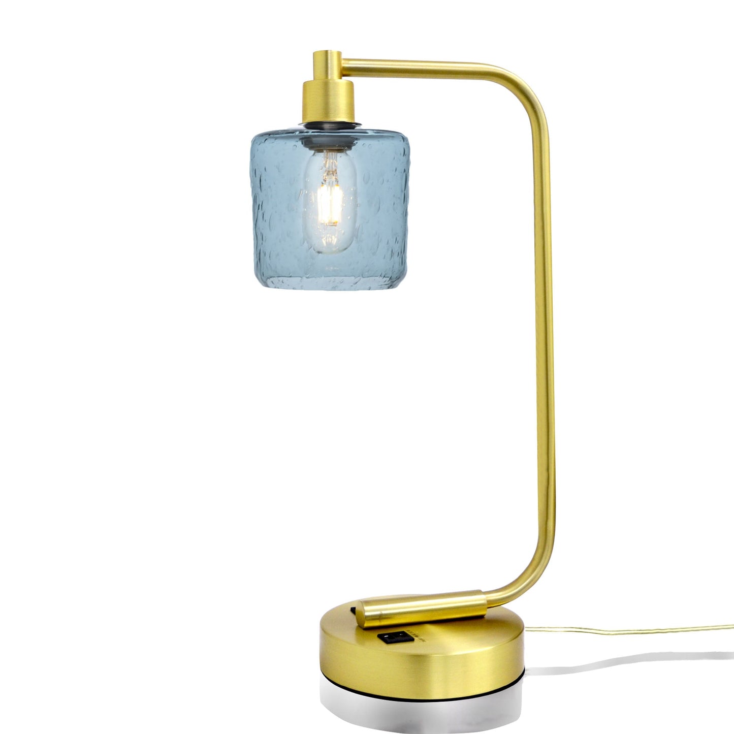 601 Lunar: Table Lamp-Glass-Bicycle Glass Co - Hotshop-Slate Gray-Satin Brass-Bicycle Glass Co