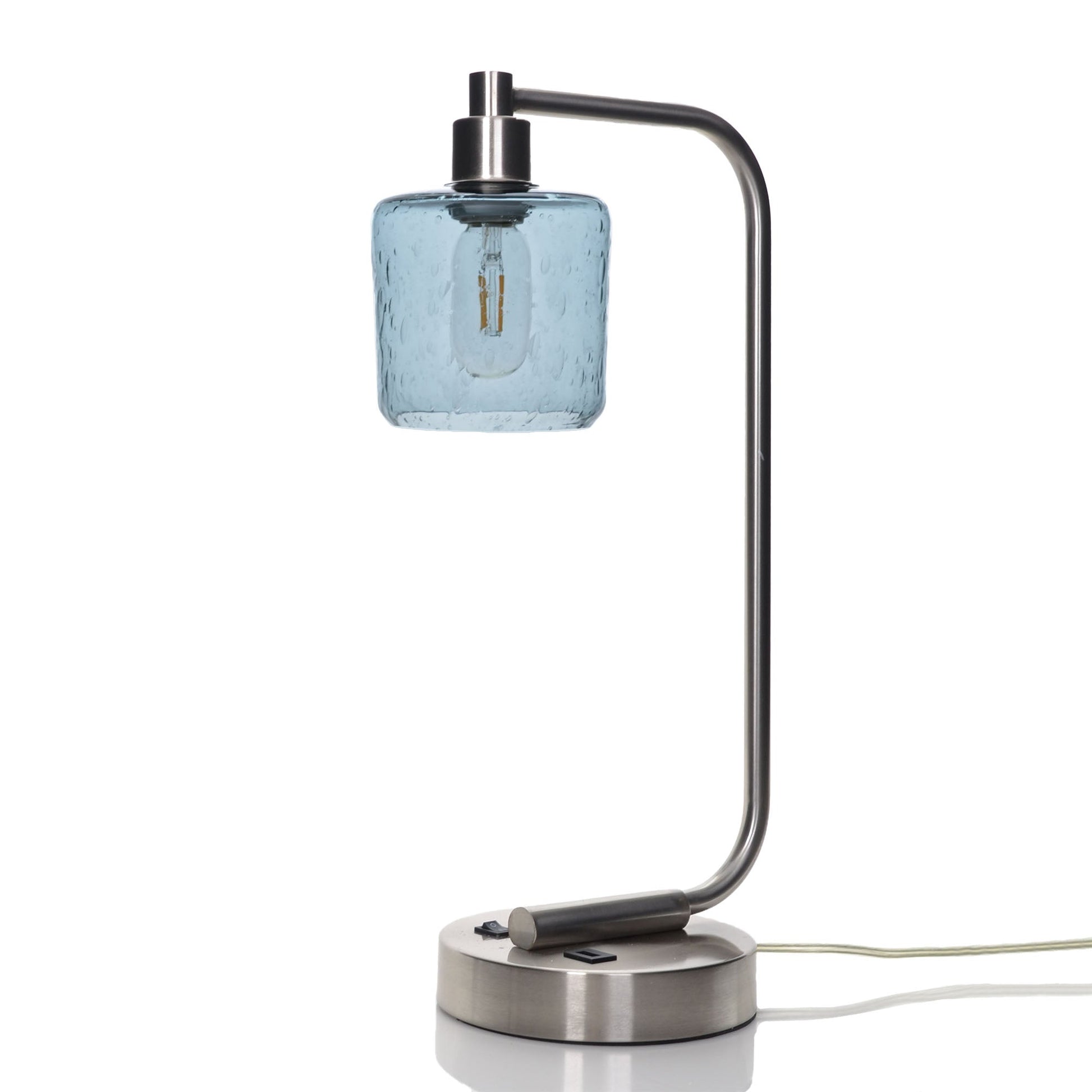 601 Lunar: Table Lamp-Glass-Bicycle Glass Co - Hotshop-Steel Blue-Brushed Nickel-Bicycle Glass Co