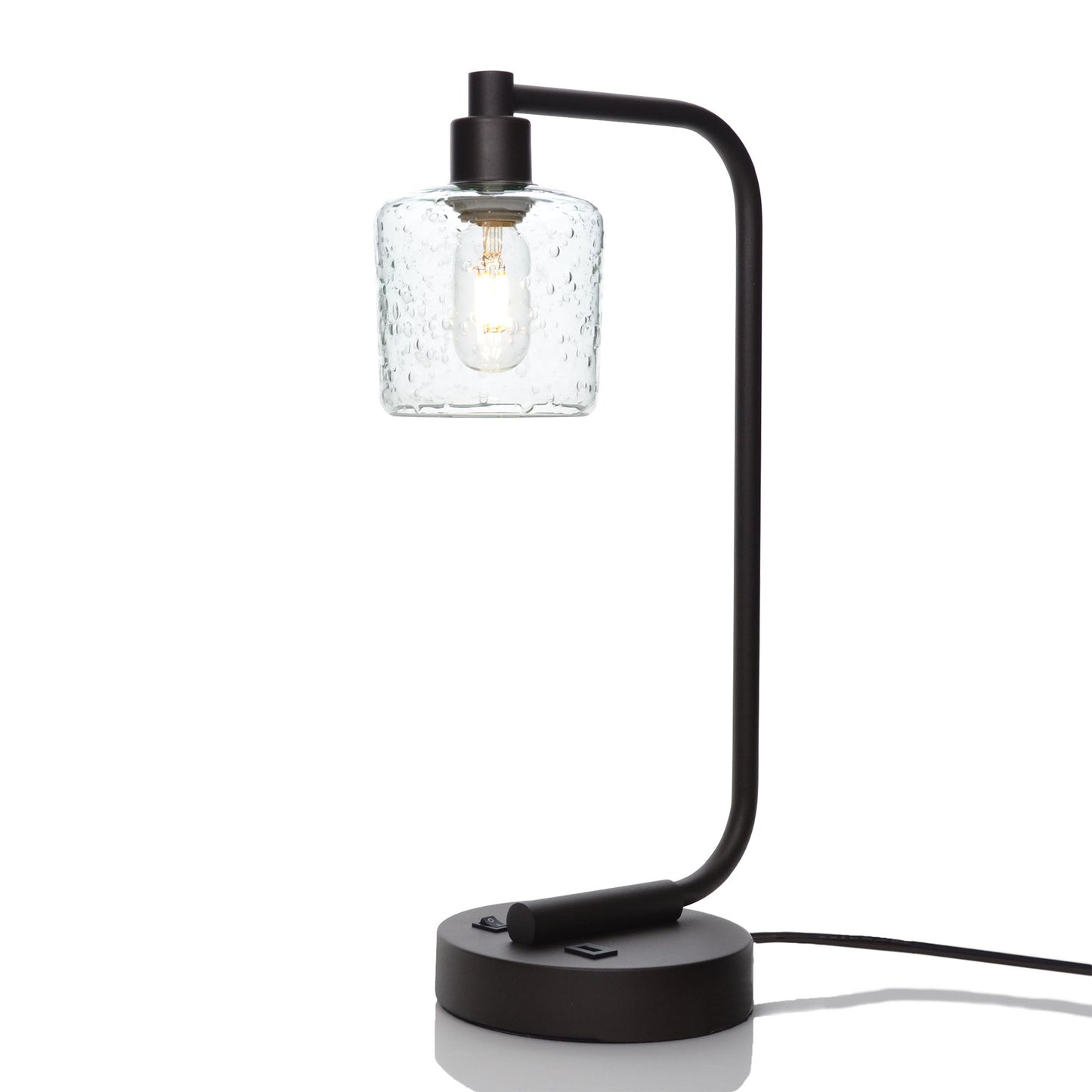 601 Lunar: Table Lamp-Glass-Bicycle Glass Co - Hotshop-Eco Clear-Matte Black-Bicycle Glass Co