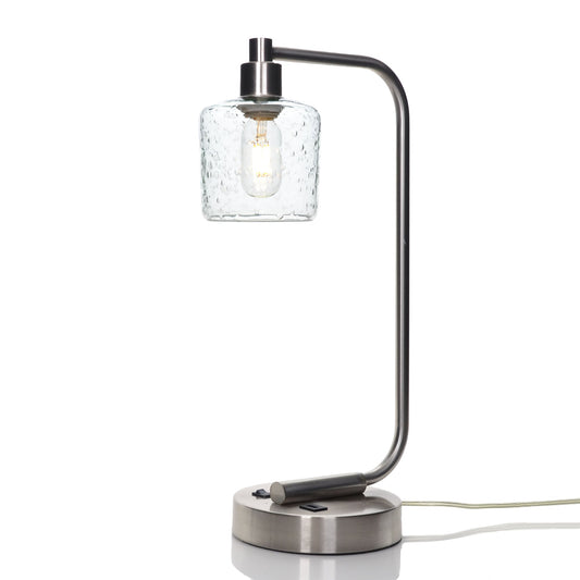 601 Lunar: Table Lamp-Glass-Bicycle Glass Co - Hotshop-Eco Clear-Brushed Nickel-Bicycle Glass Co