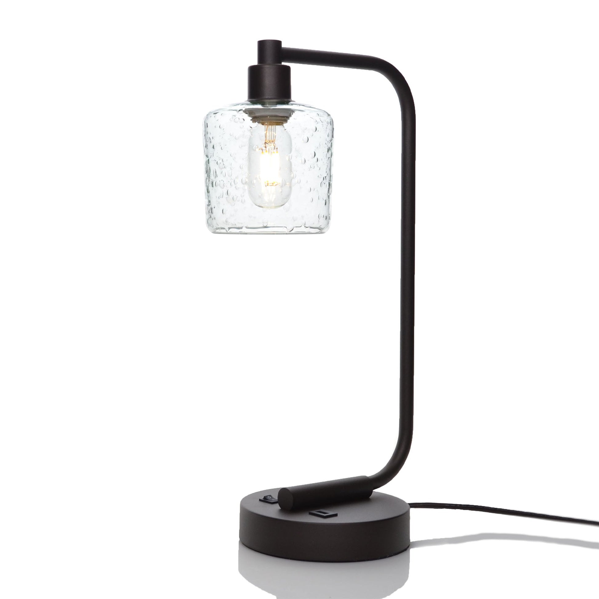 601 Lunar: Table Lamp-Glass-Bicycle Glass Co - Hotshop-Eco Clear-Matte Black-Bicycle Glass Co