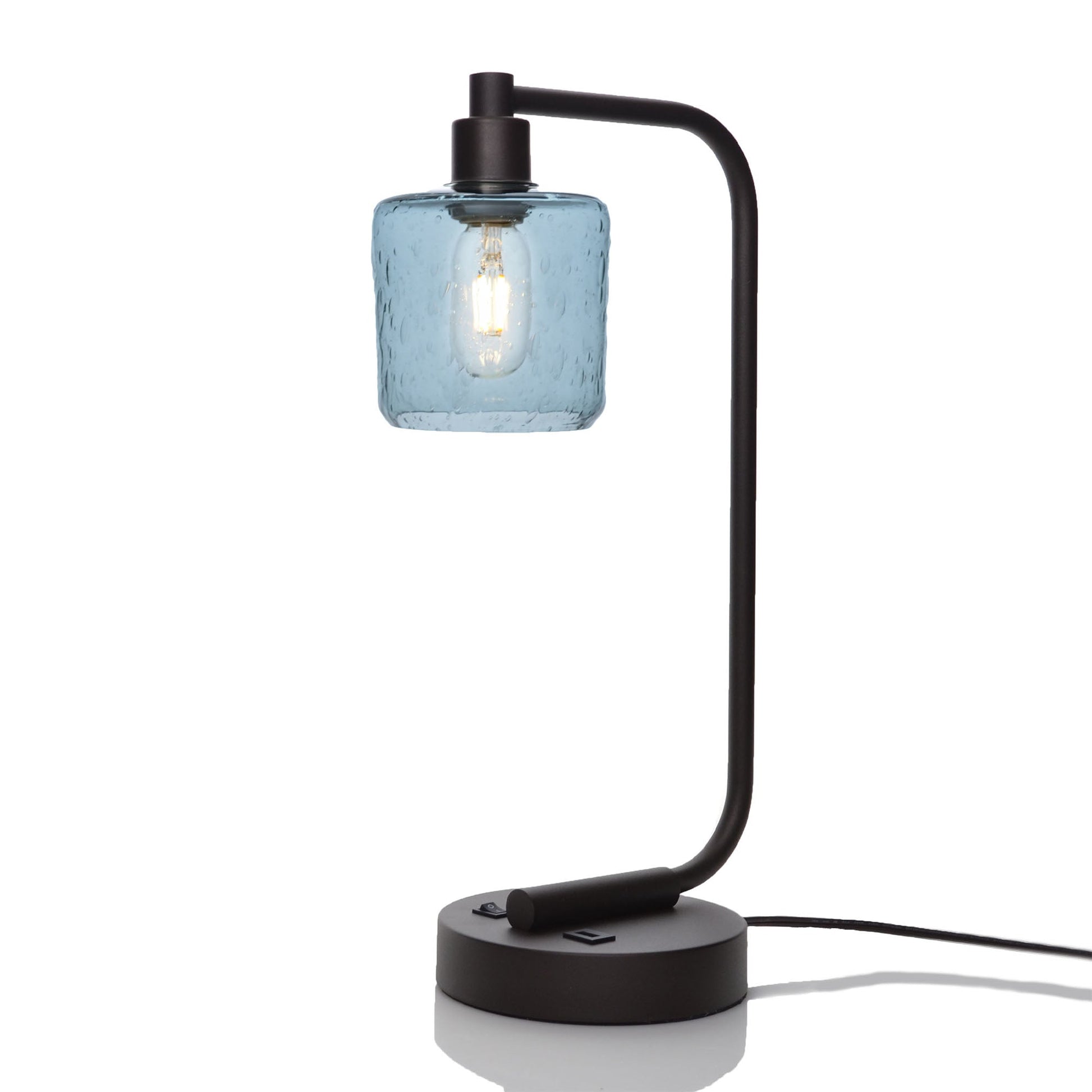 601 Lunar: Table Lamp-Glass-Bicycle Glass Co - Hotshop-Slate Gray-Dark Bronze-Bicycle Glass Co