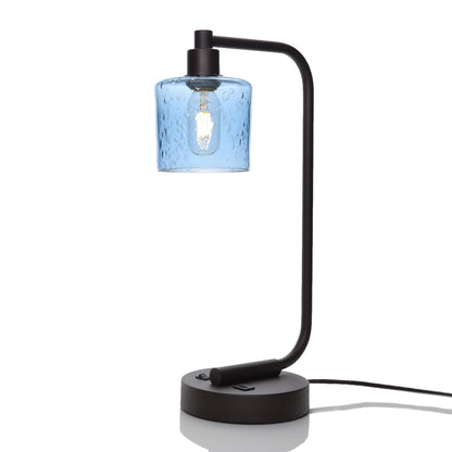 601 Lunar: Table Lamp-Glass-Bicycle Glass Co - Hotshop-Steel Blue-Matte Black-Bicycle Glass Co