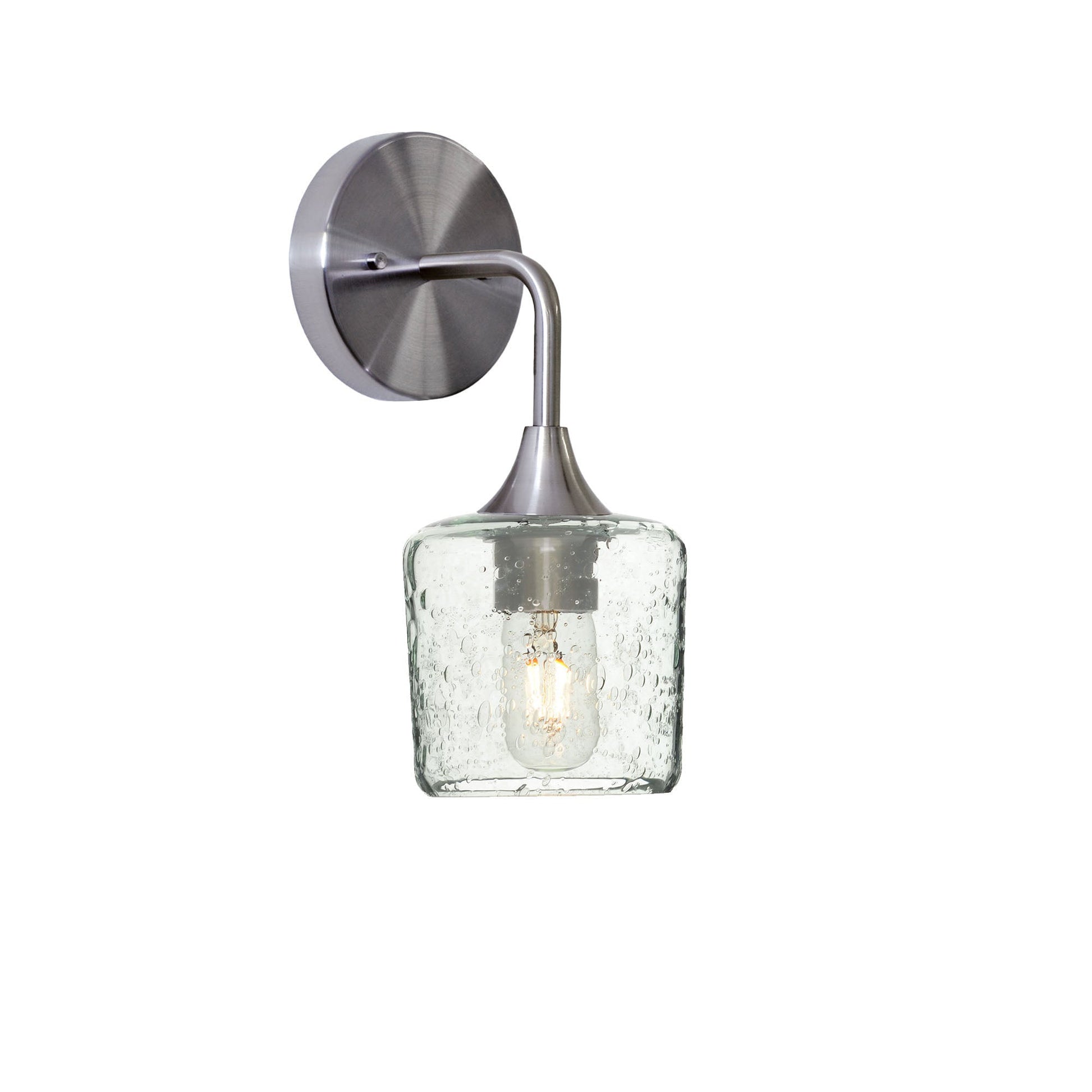 601 Lunar: Wall Sconce-Glass-Bicycle Glass Co - Hotshop-Eco Clear-Brushed Nickel-Bicycle Glass Co