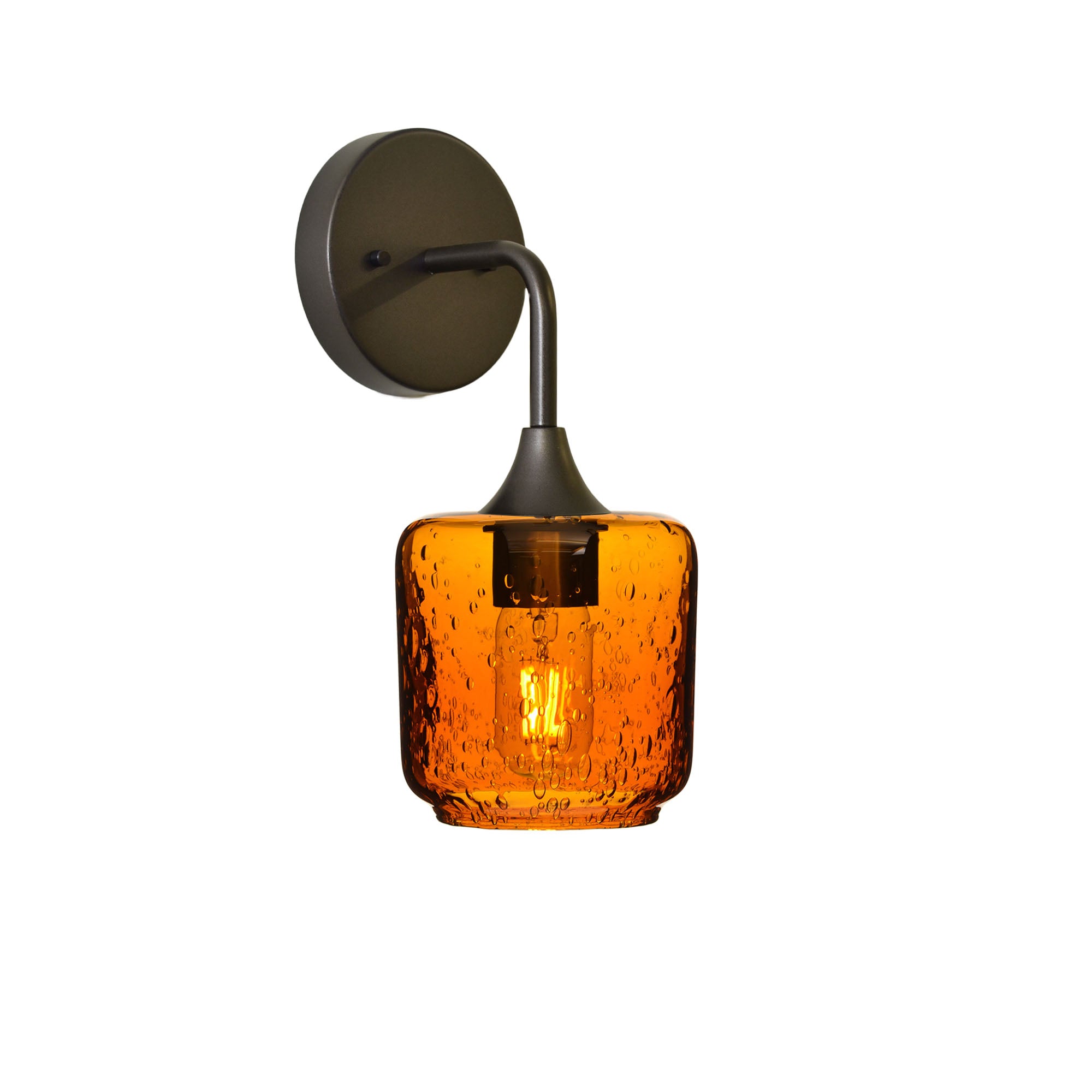 601 Lunar: Wall Sconce-Glass-Bicycle Glass Co - Hotshop-Golden Amber-Antique Bronze-Bicycle Glass Co