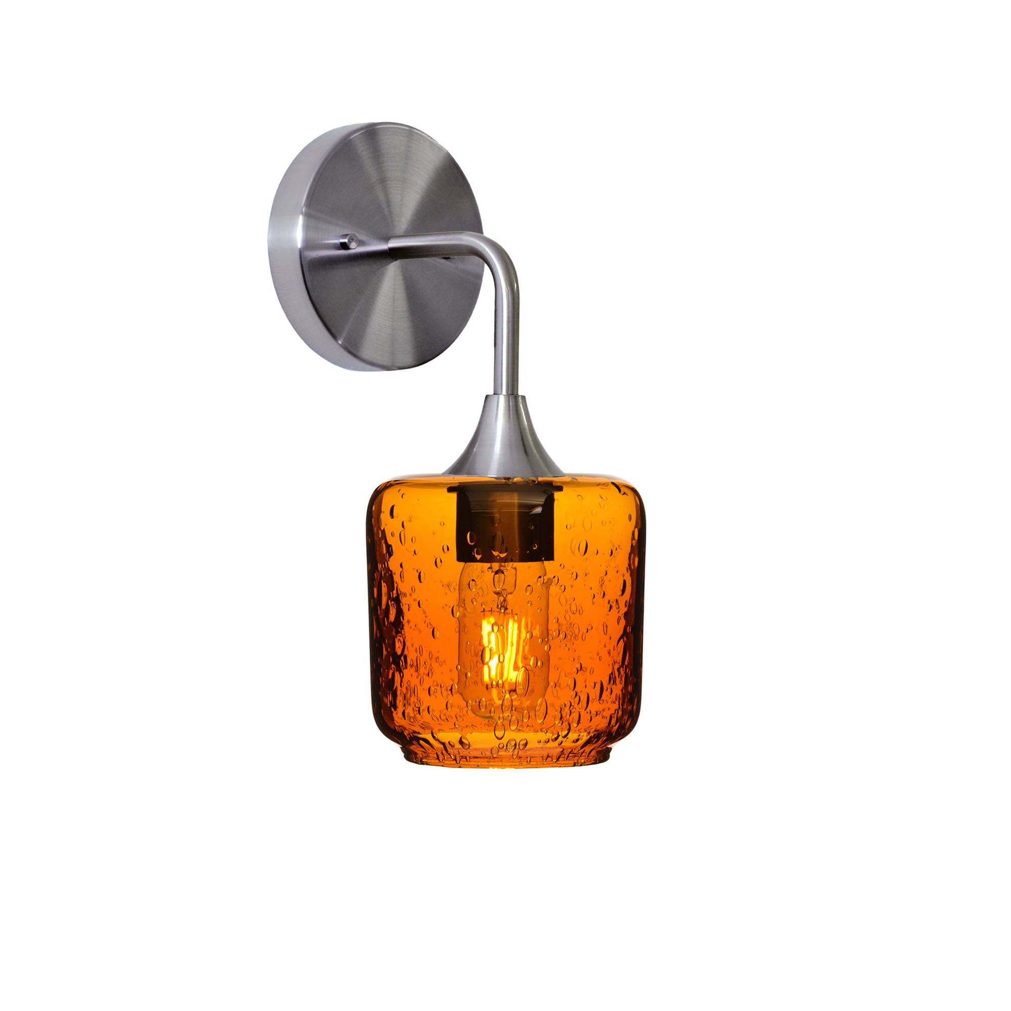 601 Lunar: Wall Sconce-Glass-Bicycle Glass Co - Hotshop-Golden Amber-Brushed Nickel-Bicycle Glass Co