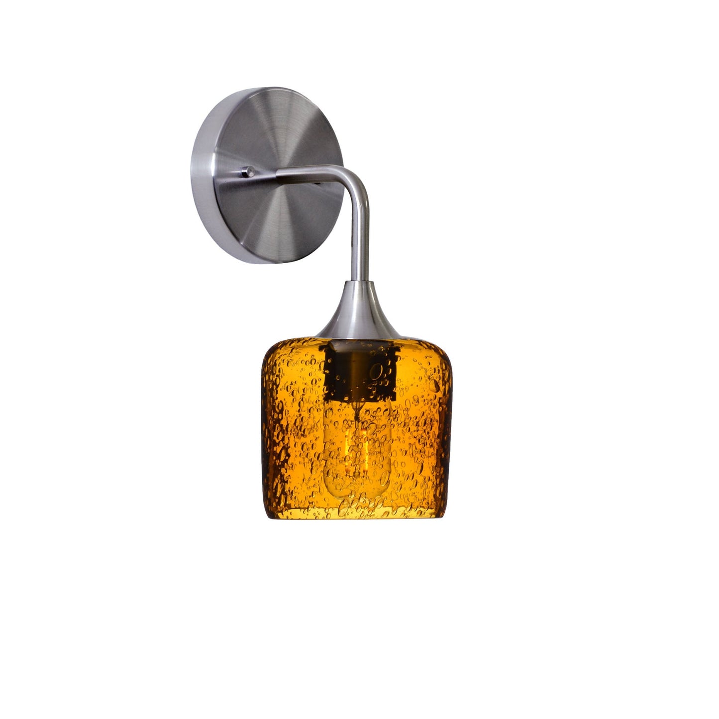 601 Lunar: Wall Sconce-Glass-Bicycle Glass Co - Hotshop-Golden Amber-Brushed Nickel-Bicycle Glass Co