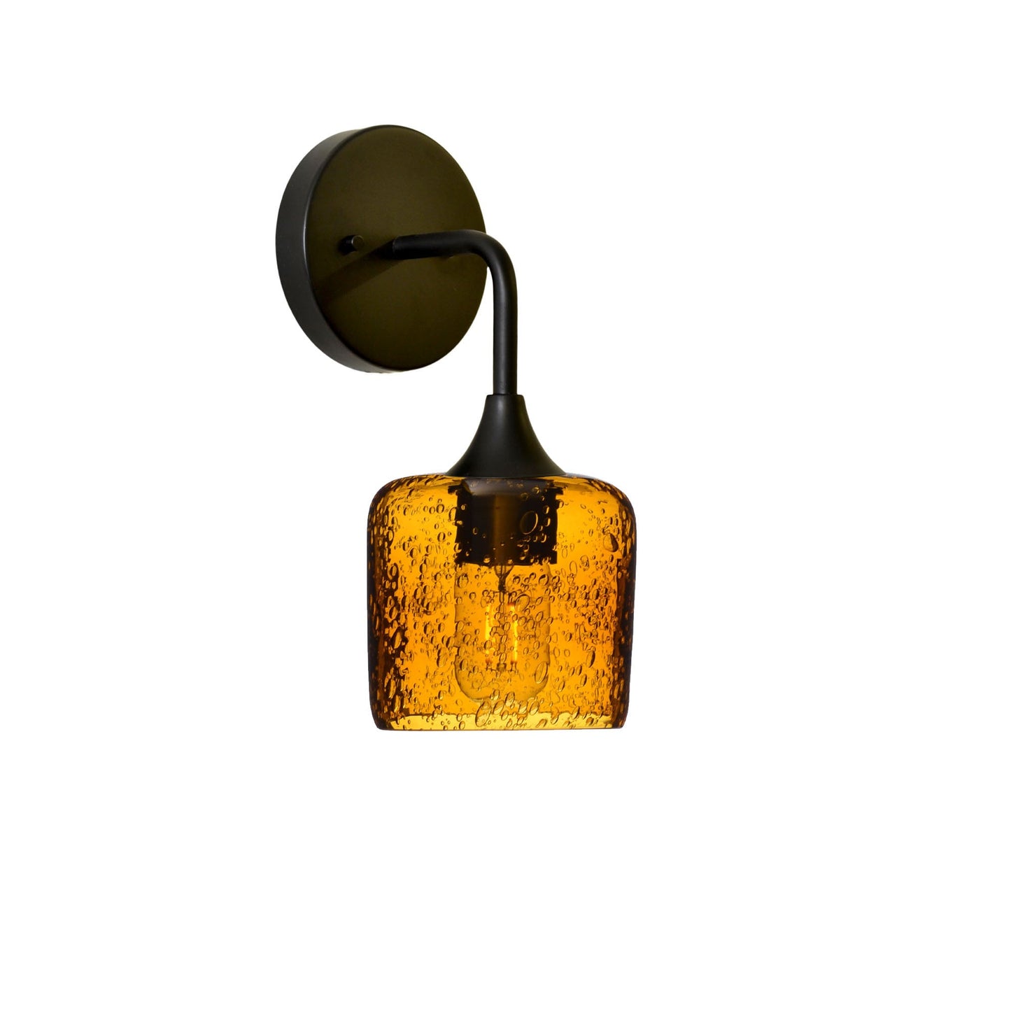 601 Lunar: Wall Sconce-Glass-Bicycle Glass Co - Hotshop-Golden Amber-Matte Black-Bicycle Glass Co