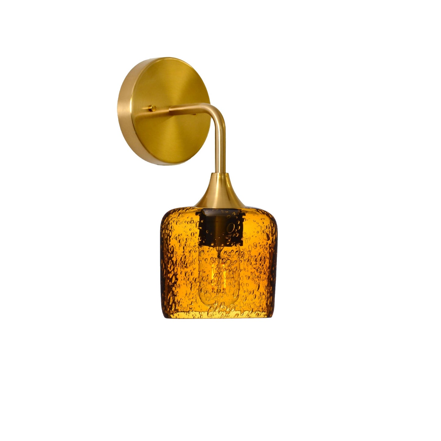 601 Lunar: Wall Sconce-Glass-Bicycle Glass Co - Hotshop-Golden Amber-Polished Brass-Bicycle Glass Co