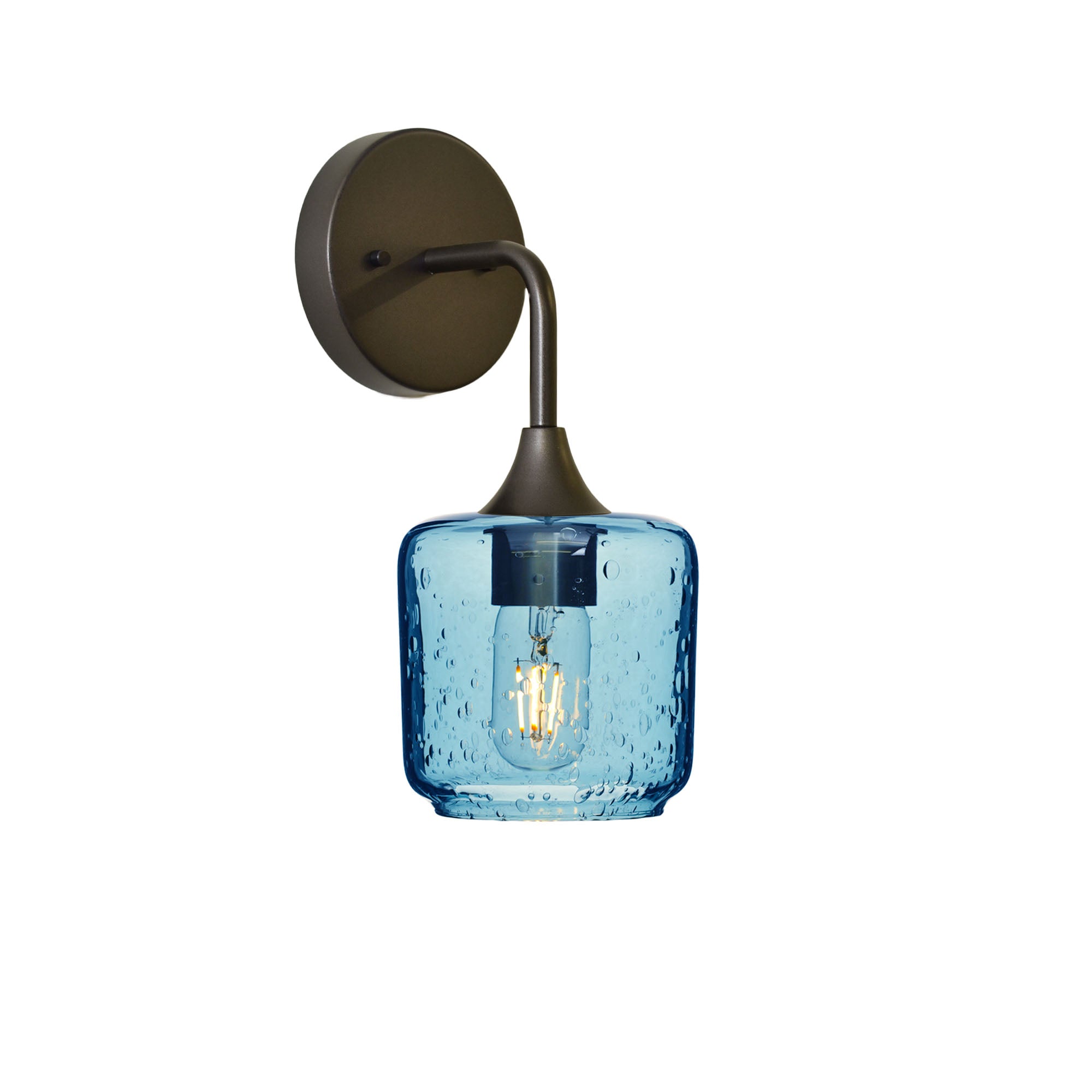 601 Lunar: Wall Sconce-Glass-Bicycle Glass Co - Hotshop-Steel Blue-Antique Bronze-Bicycle Glass Co