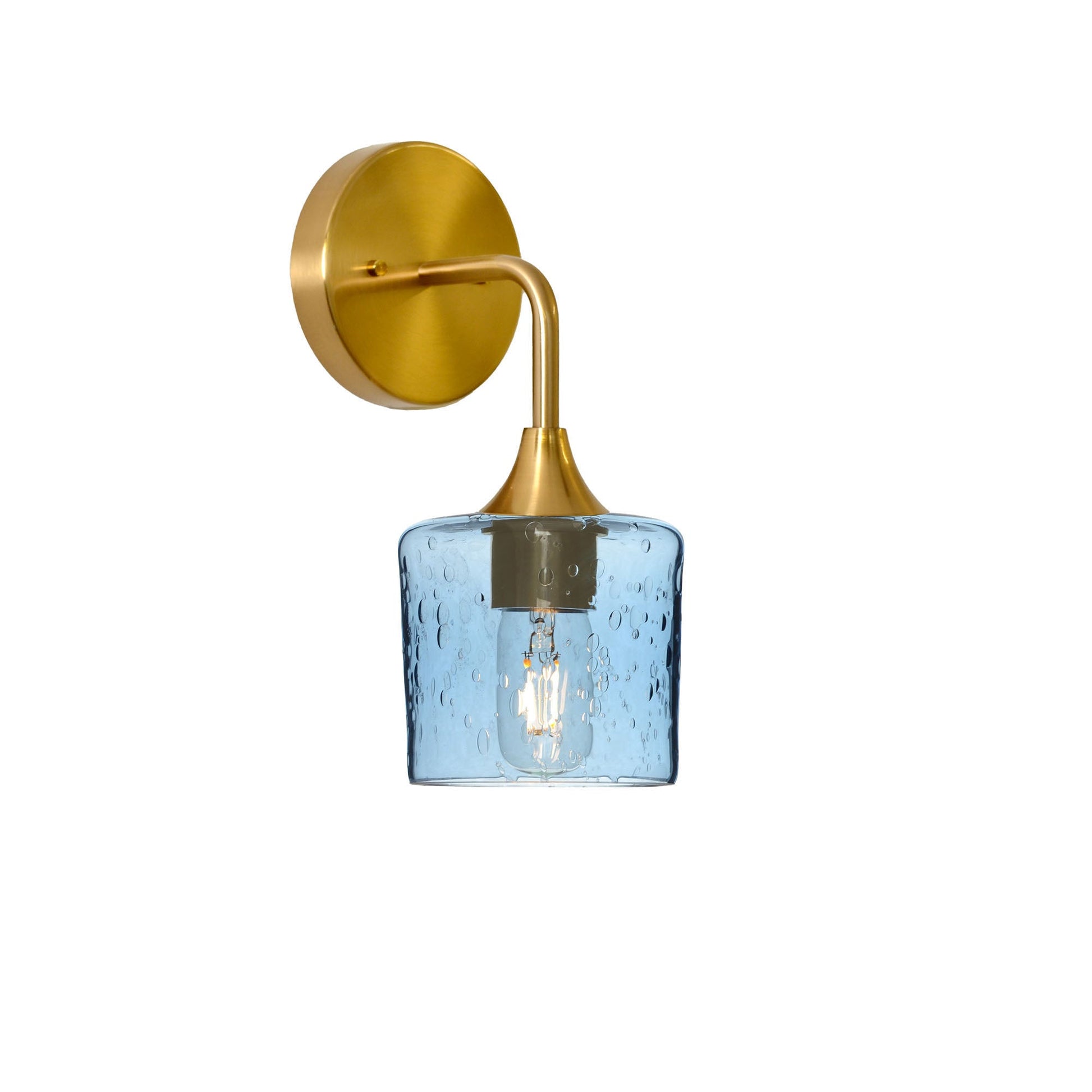 601 Lunar: Wall Sconce-Glass-Bicycle Glass Co - Hotshop-Steel Blue-Polished Brass-Bicycle Glass Co