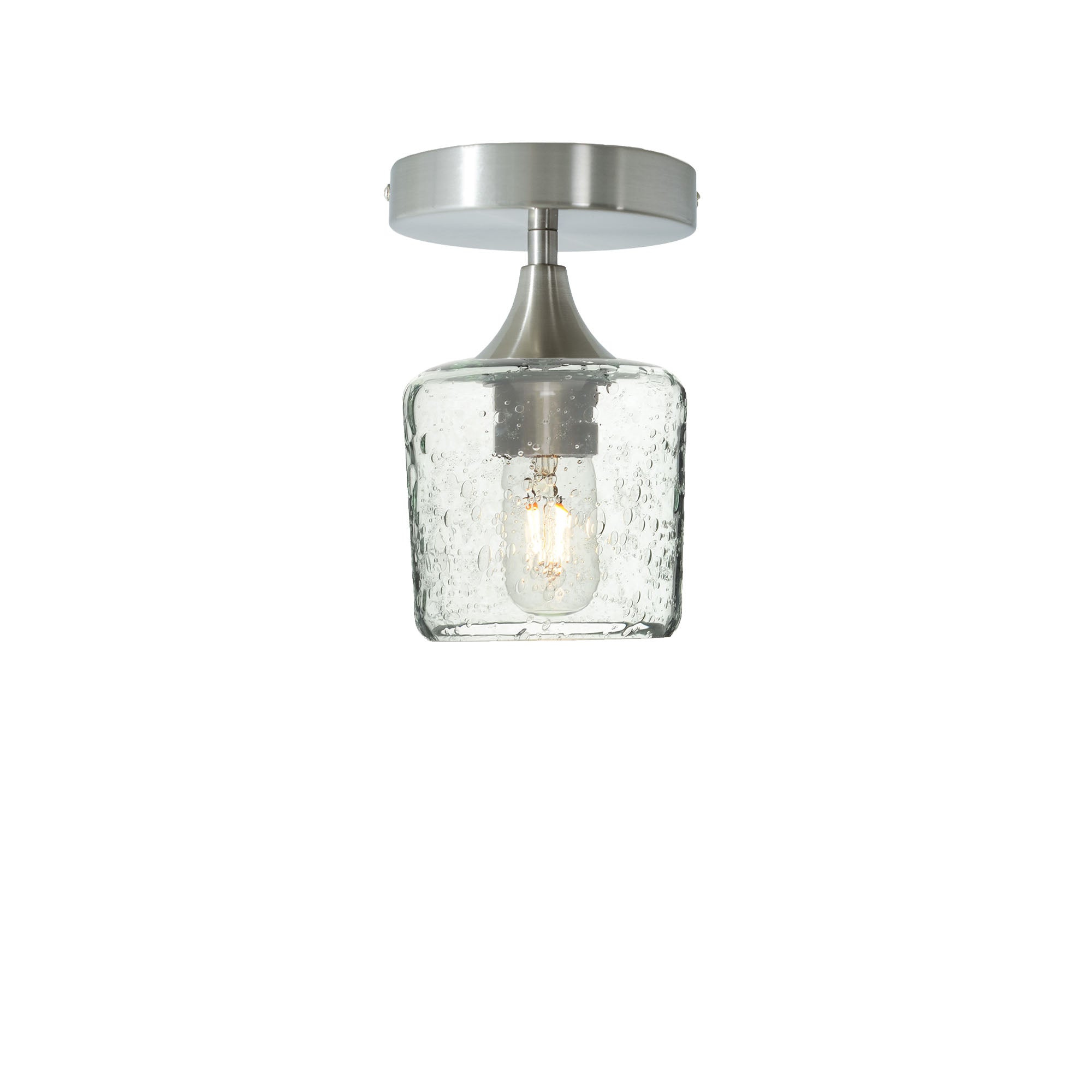 601 Semi-Flush-Bicycle Glass Co - Hotshop-Lunar-Eco Clear-Brushed Nickel-Bicycle Glass Co