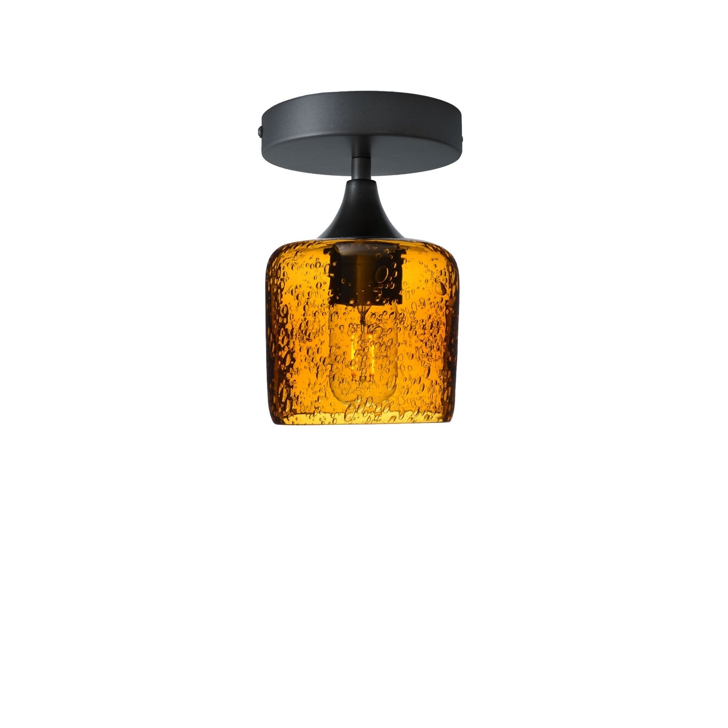 601 Semi-Flush-Bicycle Glass Co - Hotshop-Lunar-Golden Amber-Antique Bronze-Bicycle Glass Co