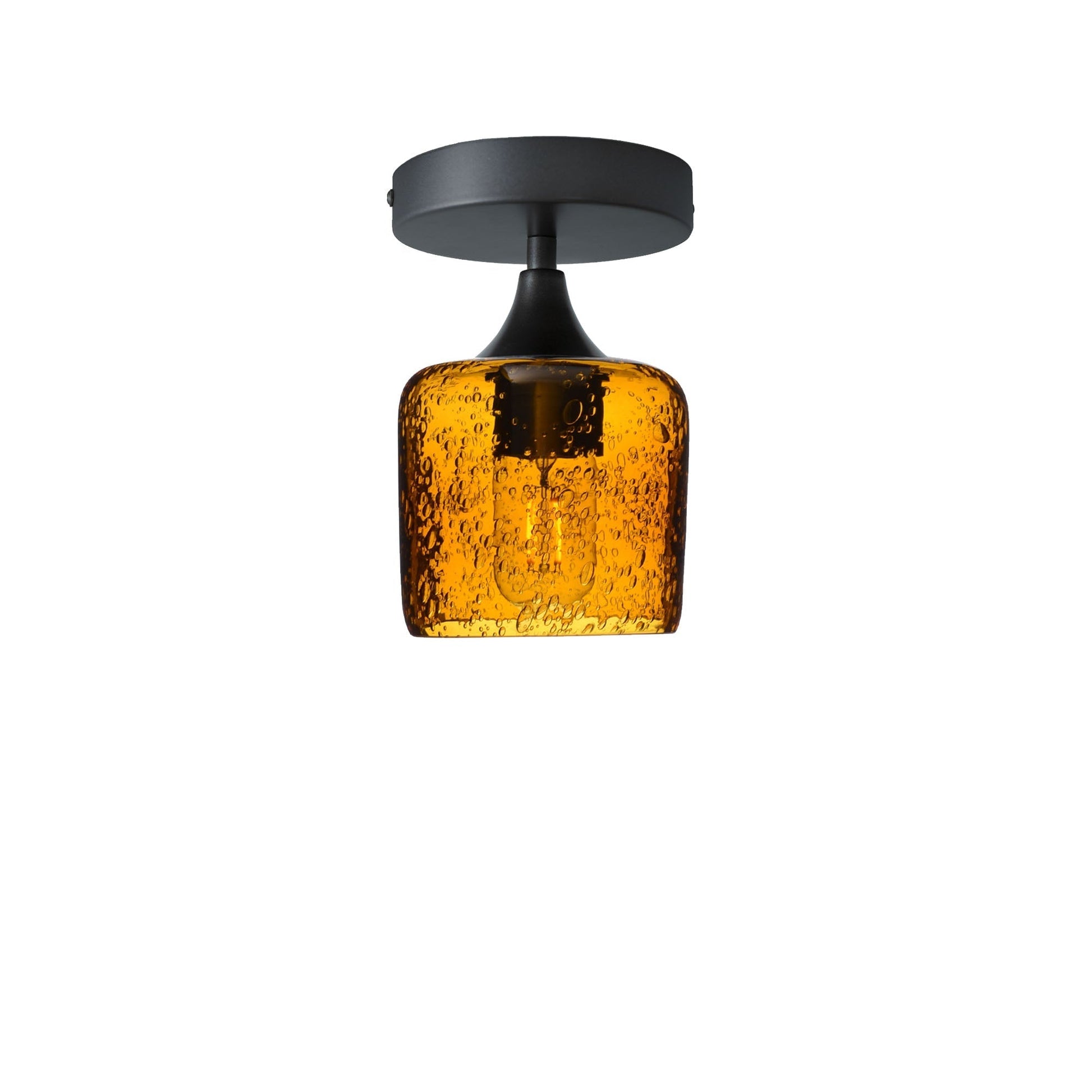 601 Semi-Flush-Bicycle Glass Co - Hotshop-Lunar-Golden Amber-Antique Bronze-Bicycle Glass Co