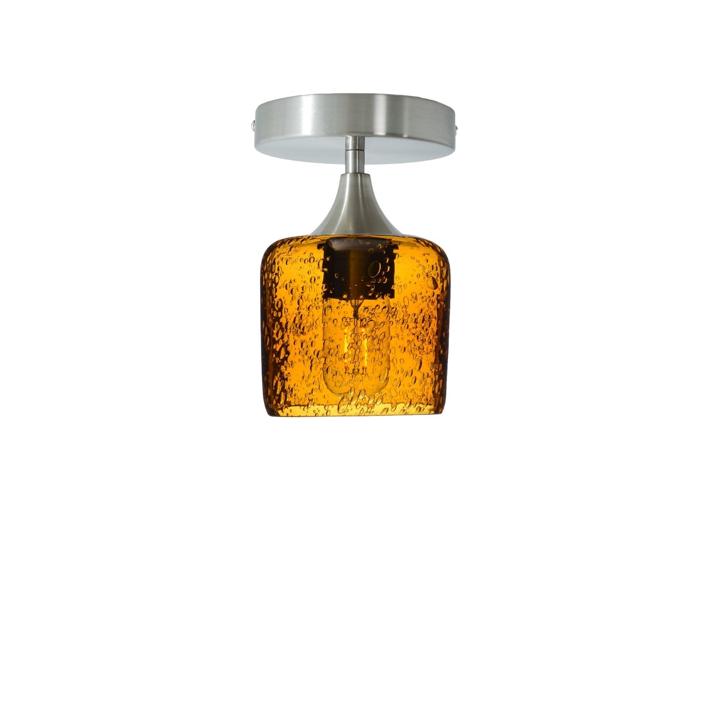 601 Semi-Flush-Bicycle Glass Co - Hotshop-Lunar-Golden Amber-Brushed Nickel-Bicycle Glass Co
