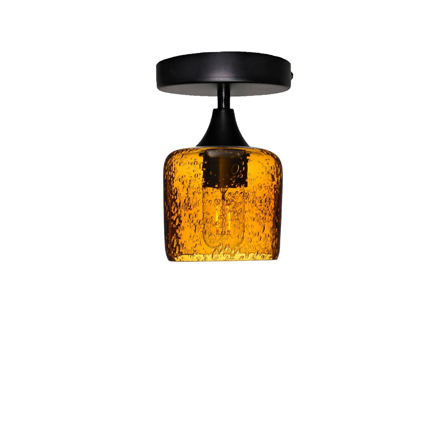 601 Semi-Flush-Bicycle Glass Co - Hotshop-Lunar-Golden Amber-Matte Black-Bicycle Glass Co