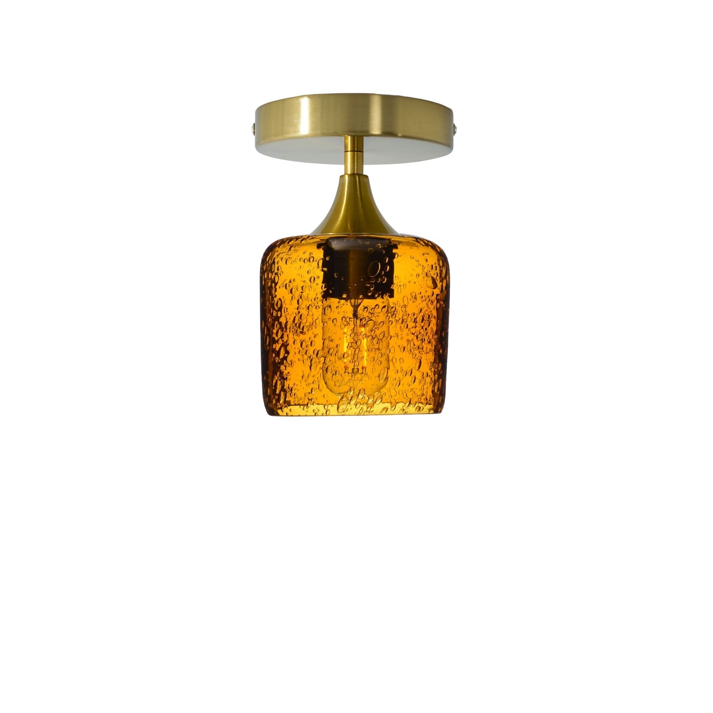 601 Semi-Flush-Bicycle Glass Co - Hotshop-Lunar-Golden Amber-Polished Brass-Bicycle Glass Co
