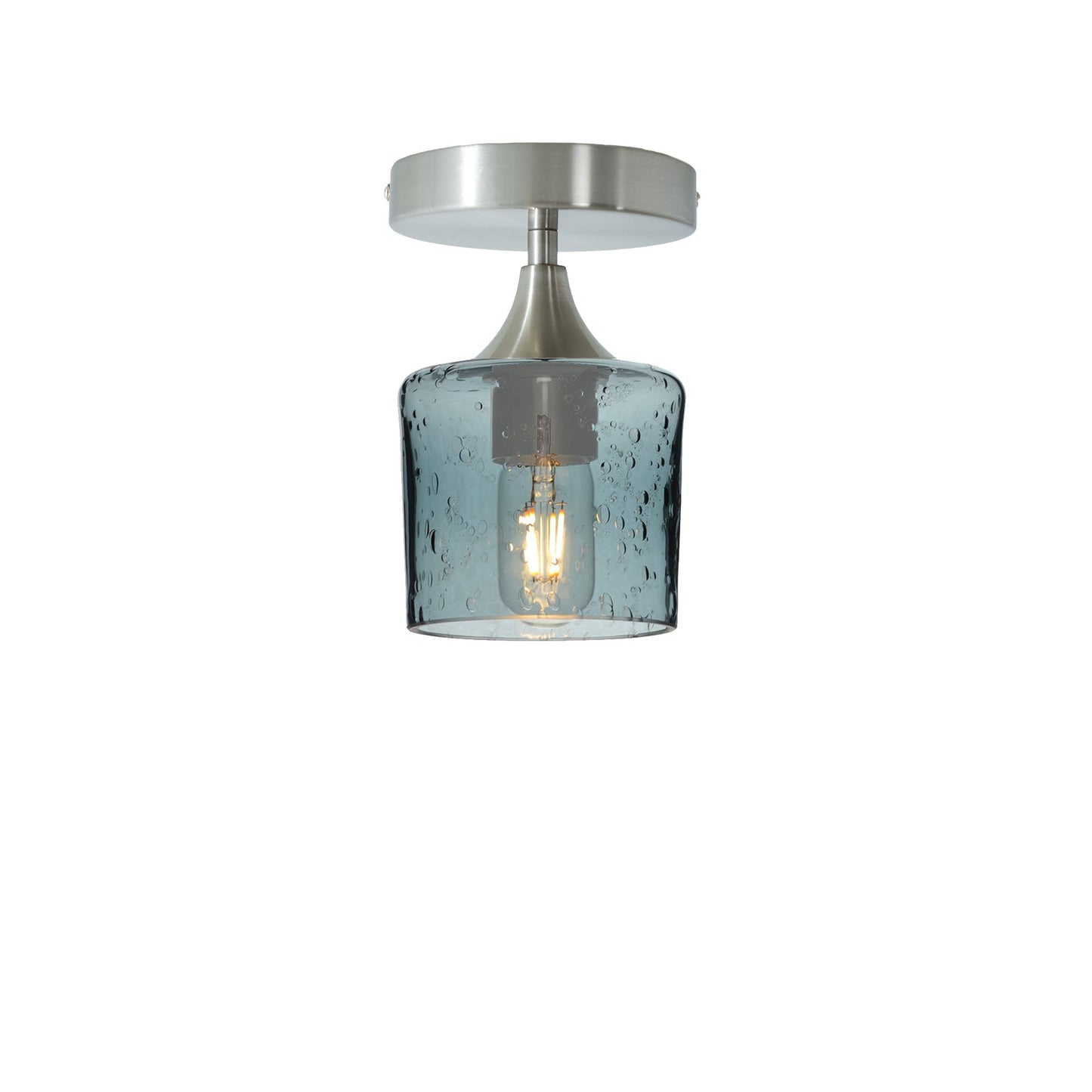 601 Semi-Flush-Bicycle Glass Co - Hotshop-Lunar-Slate Gray-Brushed Nickel-Bicycle Glass Co