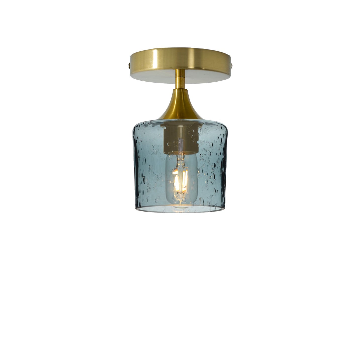 601 Semi-Flush-Bicycle Glass Co - Hotshop-Lunar-Slate Gray-Polished Brass-Bicycle Glass Co