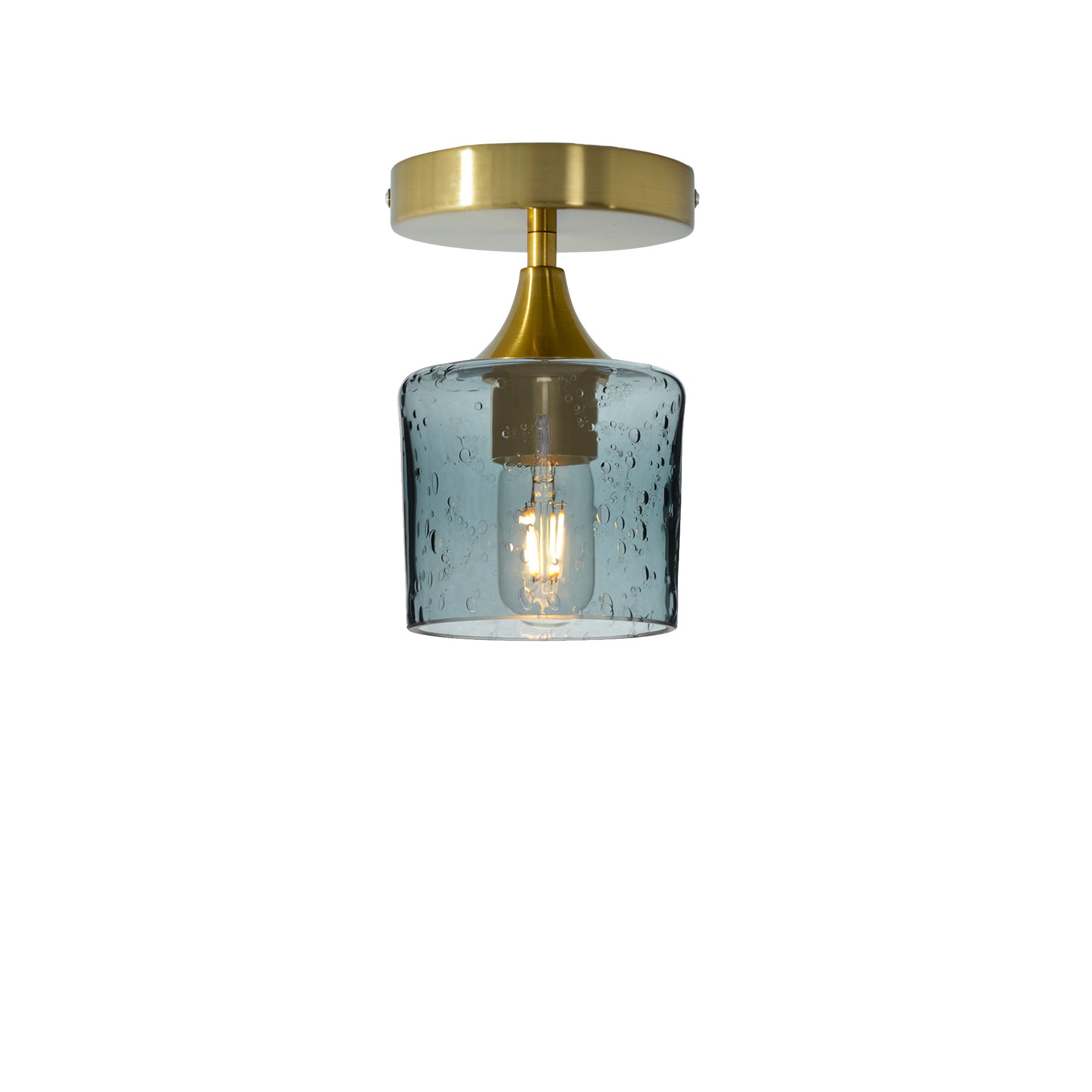 601 Semi-Flush-Bicycle Glass Co - Hotshop-Lunar-Slate Gray-Polished Brass-Bicycle Glass Co