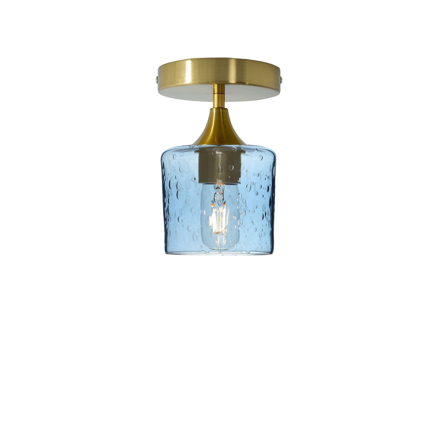 601 Semi-Flush-Bicycle Glass Co - Hotshop-Lunar-Steel Blue-Polished Brass-Bicycle Glass Co