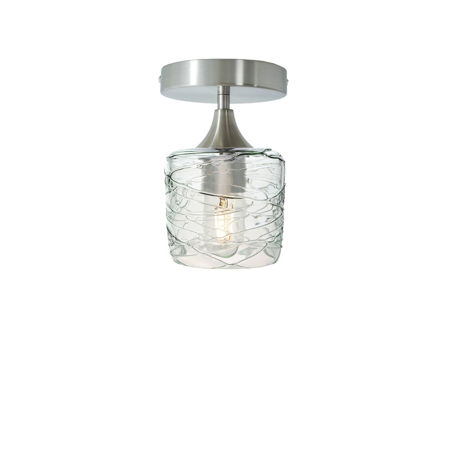 601 Semi-Flush-Bicycle Glass Co - Hotshop-Spun-Eco Clear-Brushed Nickel-Bicycle Glass Co