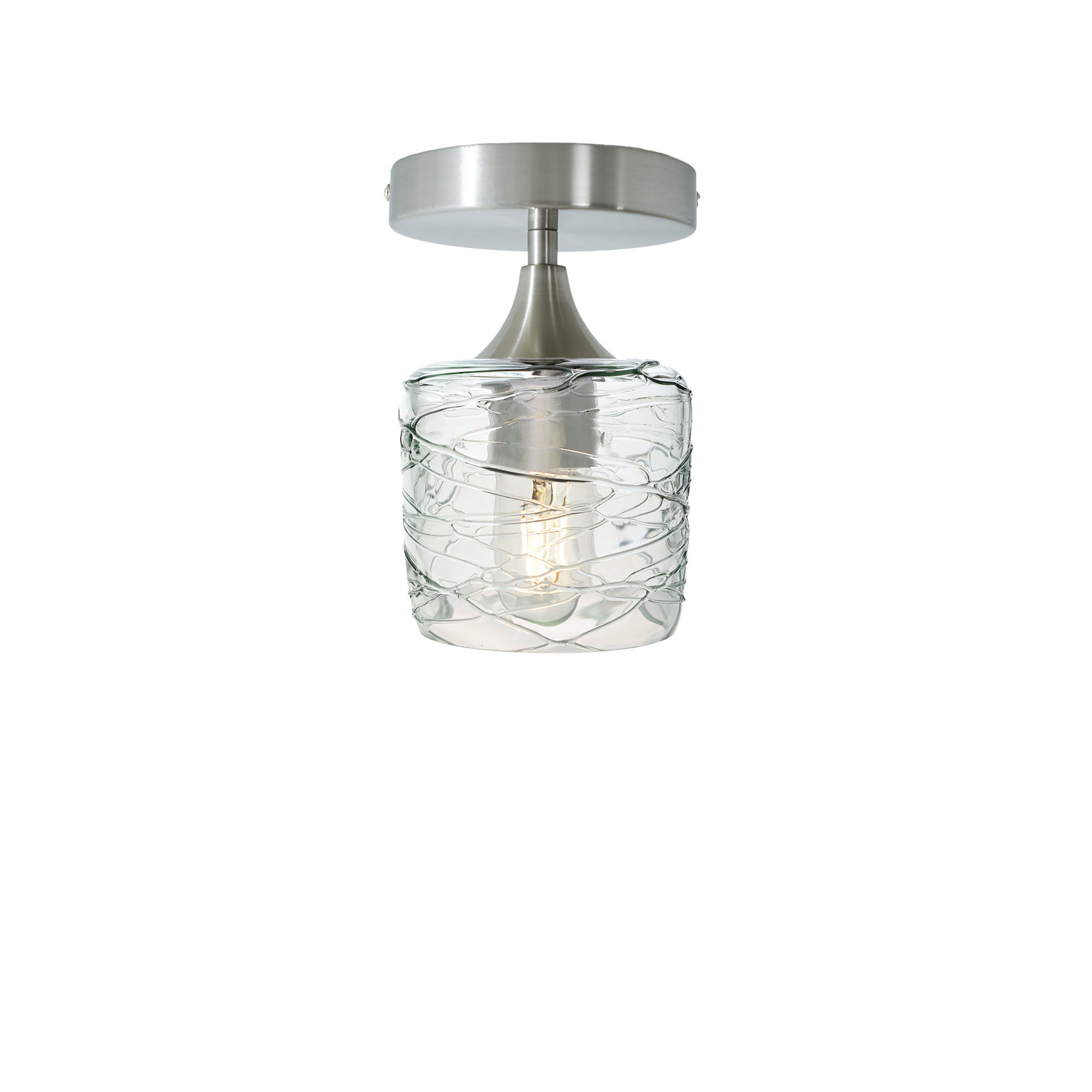 601 Semi-Flush-Bicycle Glass Co - Hotshop-Spun-Eco Clear-Brushed Nickel-Bicycle Glass Co