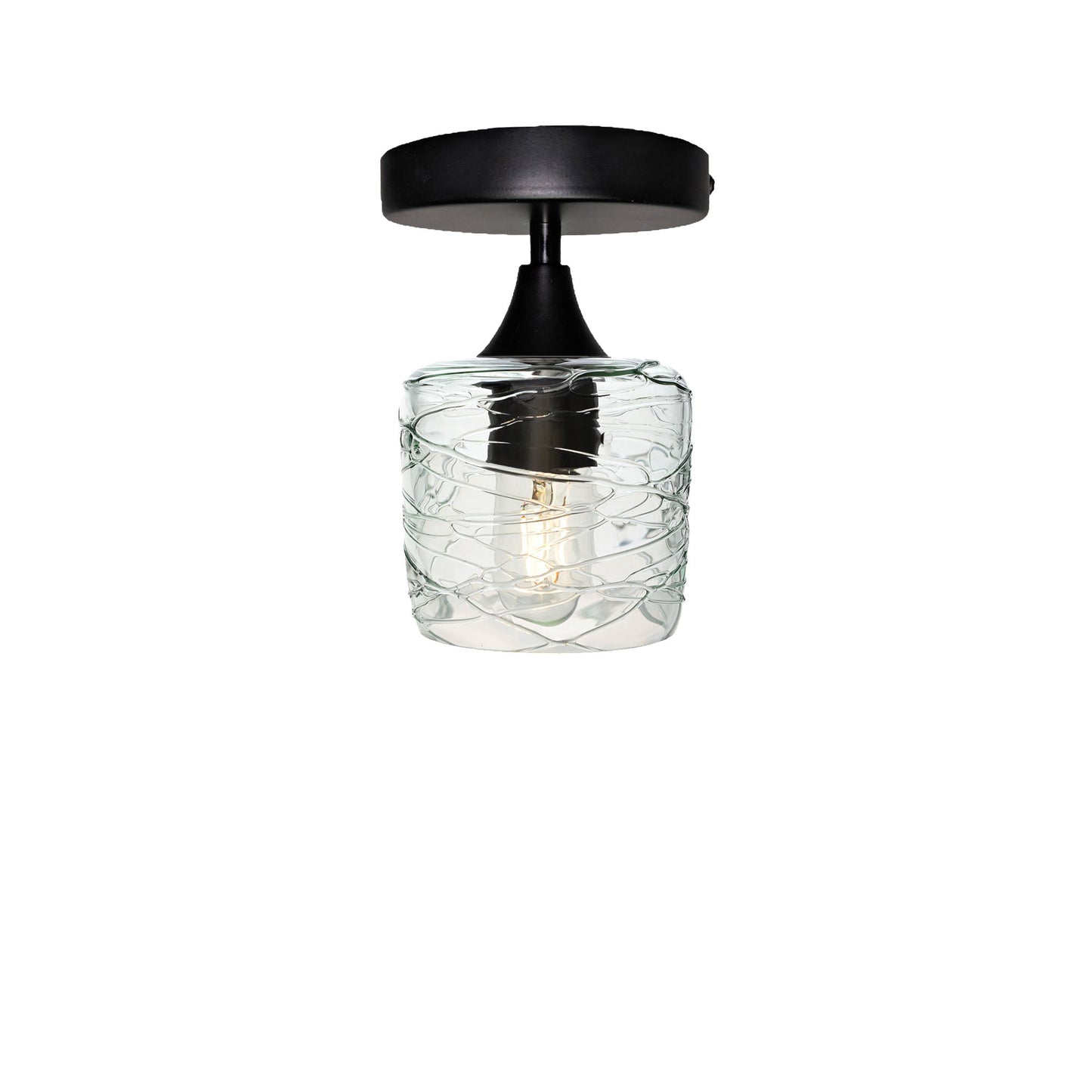 601 Semi-Flush-Bicycle Glass Co - Hotshop-Spun-Eco Clear-Matte Black-Bicycle Glass Co