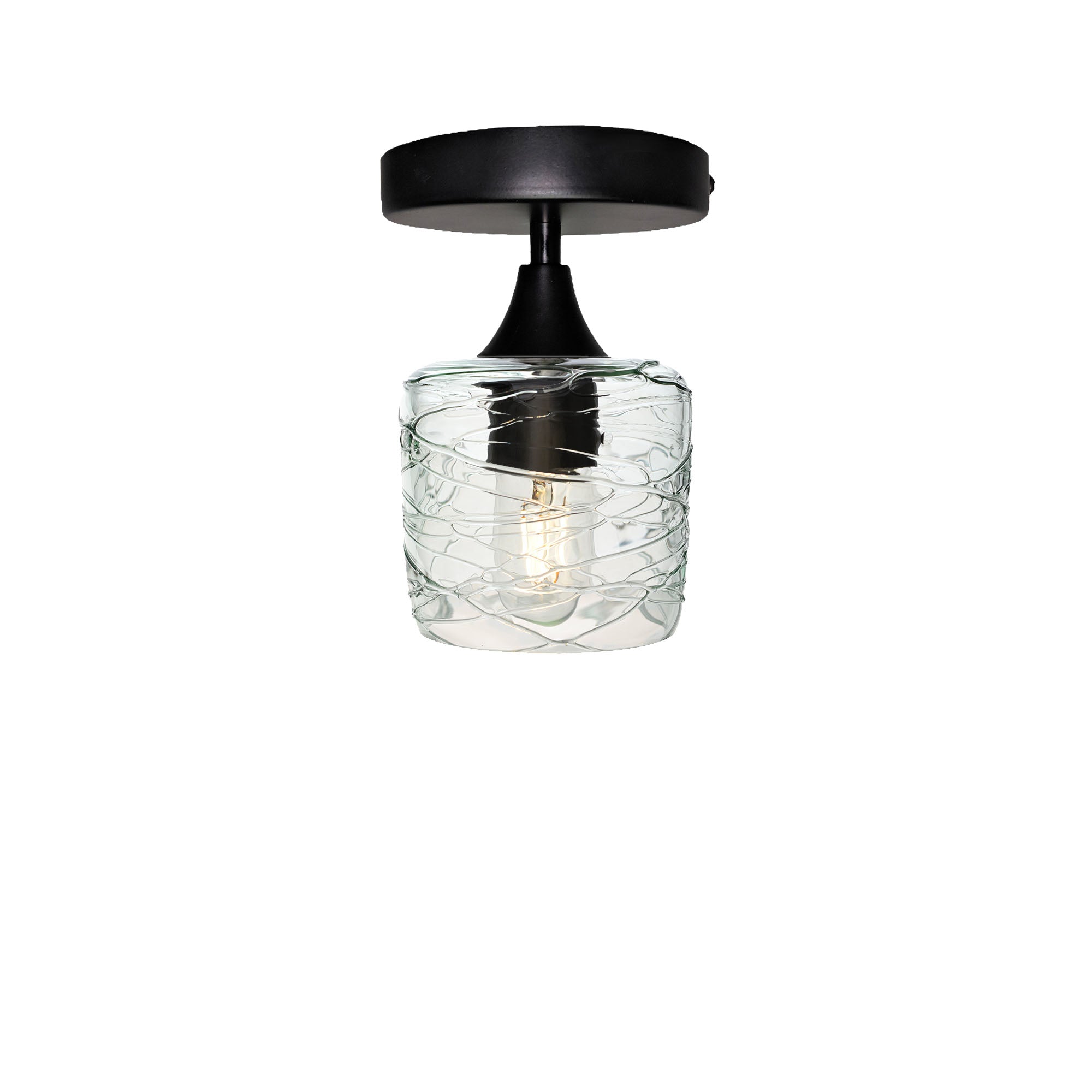 601 Semi-Flush-Bicycle Glass Co - Hotshop-Spun-Eco Clear-Matte Black-Bicycle Glass Co