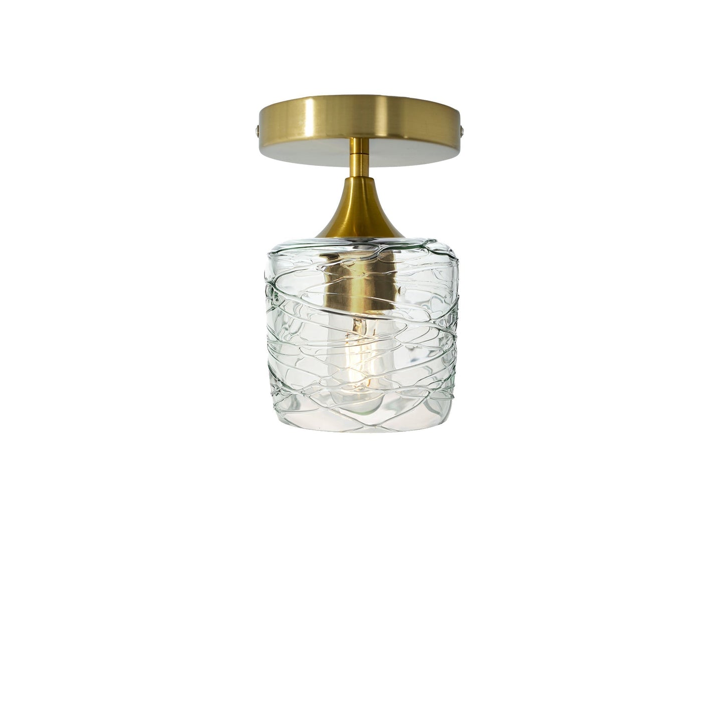 601 Semi-Flush-Bicycle Glass Co - Hotshop-Spun-Eco Clear-Polished Brass-Bicycle Glass Co