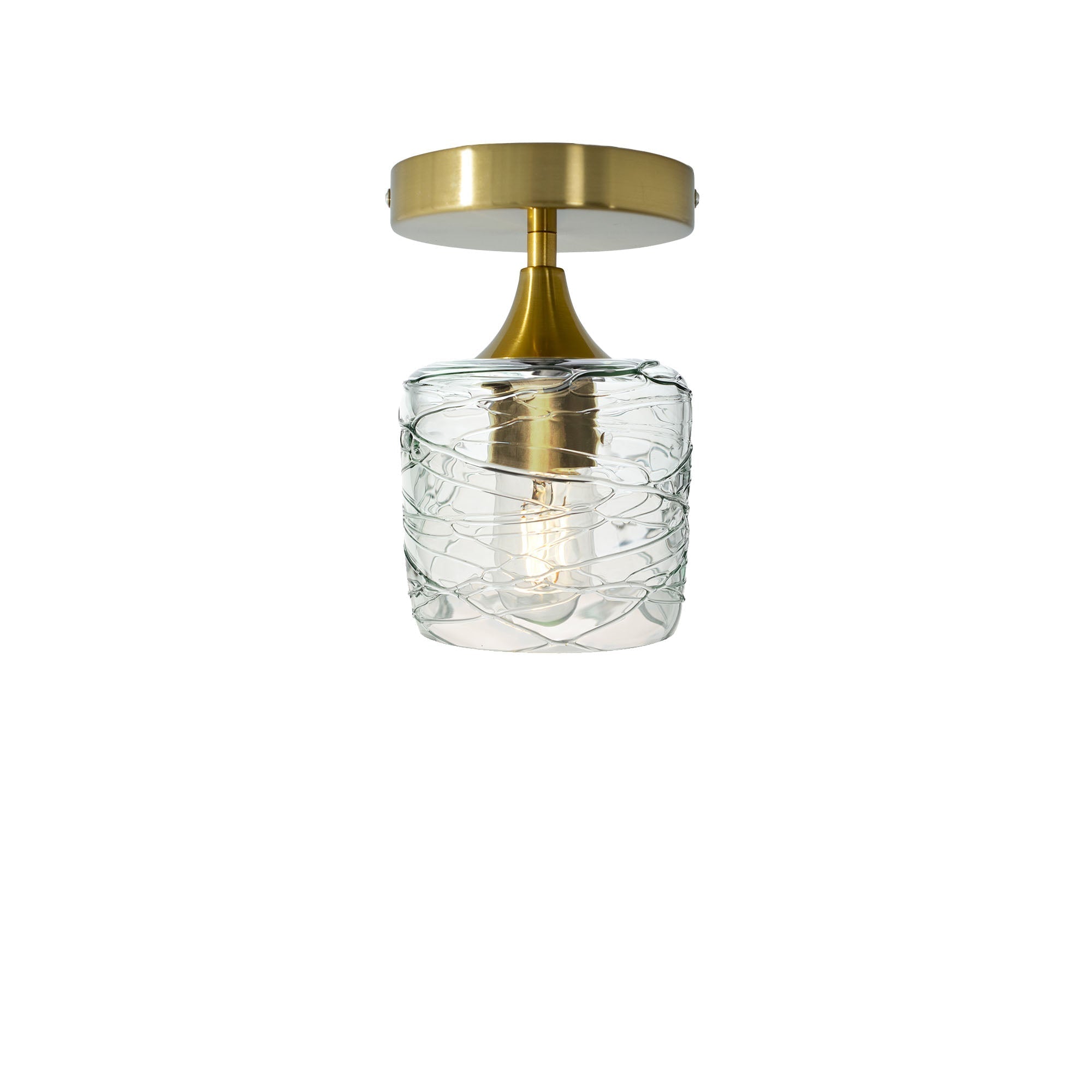 601 Semi-Flush-Bicycle Glass Co - Hotshop-Spun-Eco Clear-Polished Brass-Bicycle Glass Co