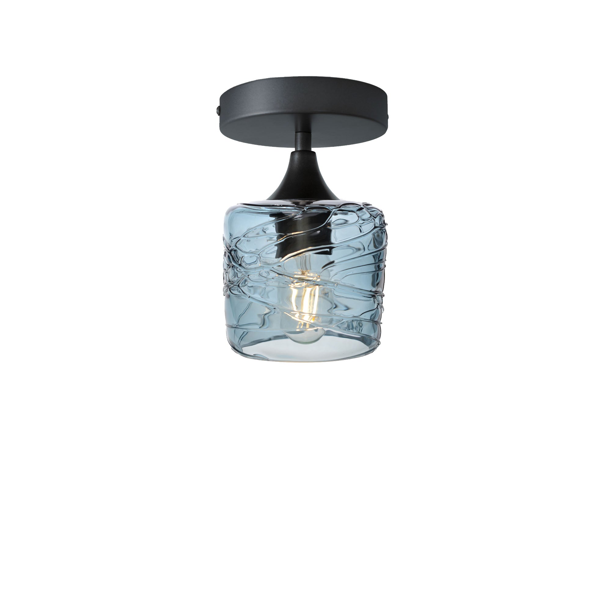 601 Semi-Flush-Bicycle Glass Co - Hotshop-Spun-Slate Gray-Antique Bronze-Bicycle Glass Co