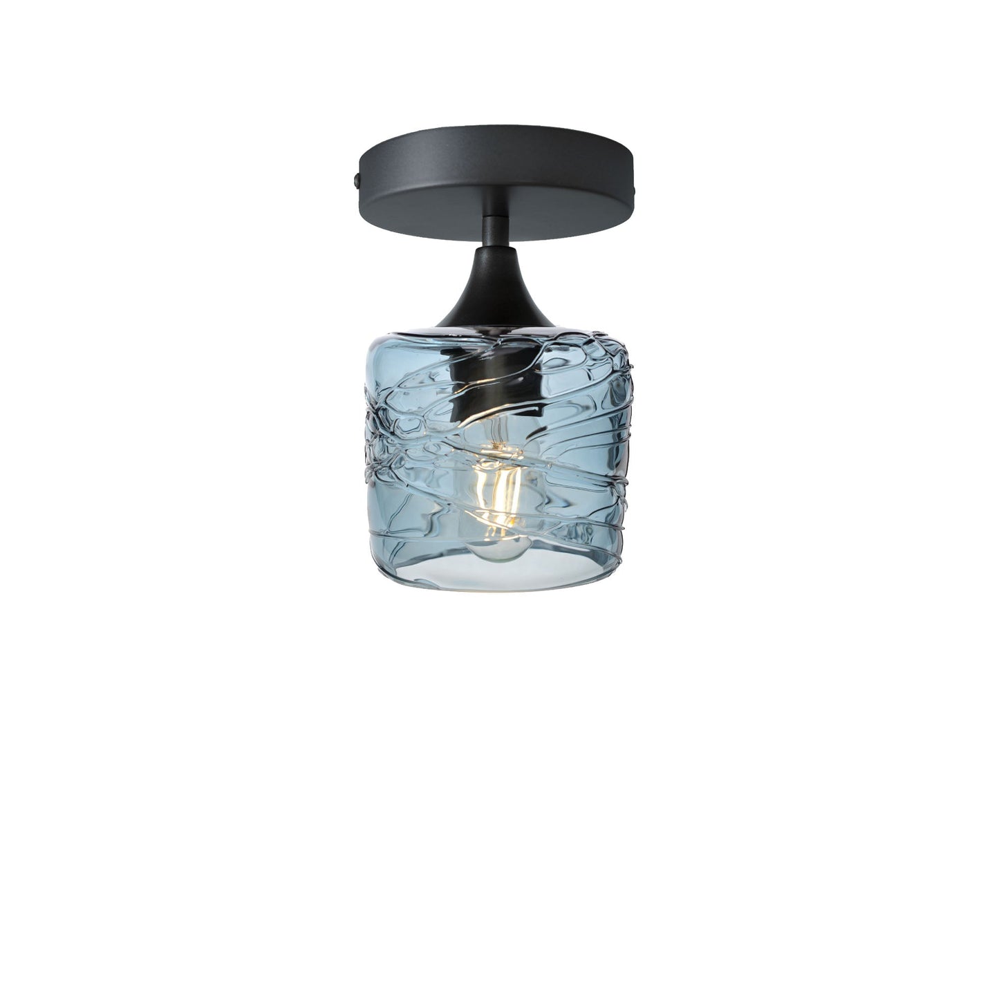 601 Semi-Flush-Bicycle Glass Co - Hotshop-Spun-Slate Gray-Antique Bronze-Bicycle Glass Co