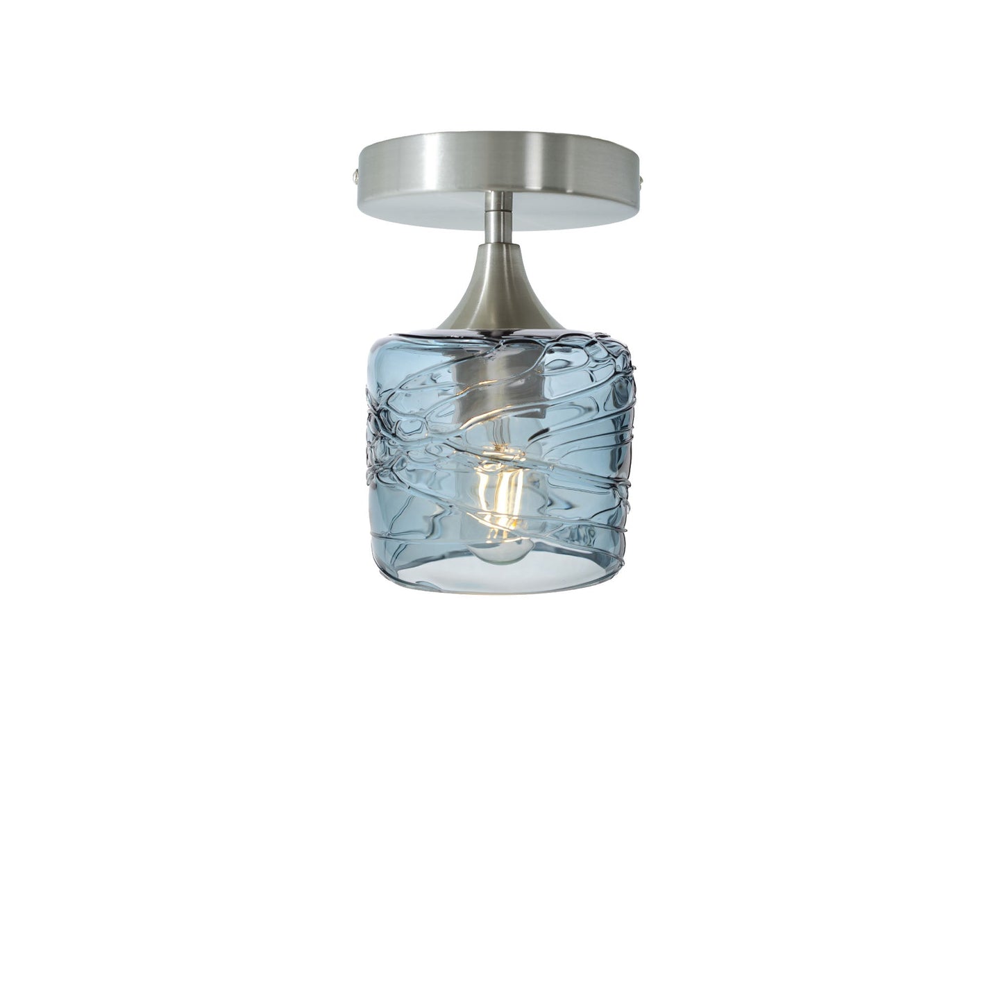 601 Semi-Flush-Bicycle Glass Co - Hotshop-Spun-Slate Gray-Brushed Nickel-Bicycle Glass Co