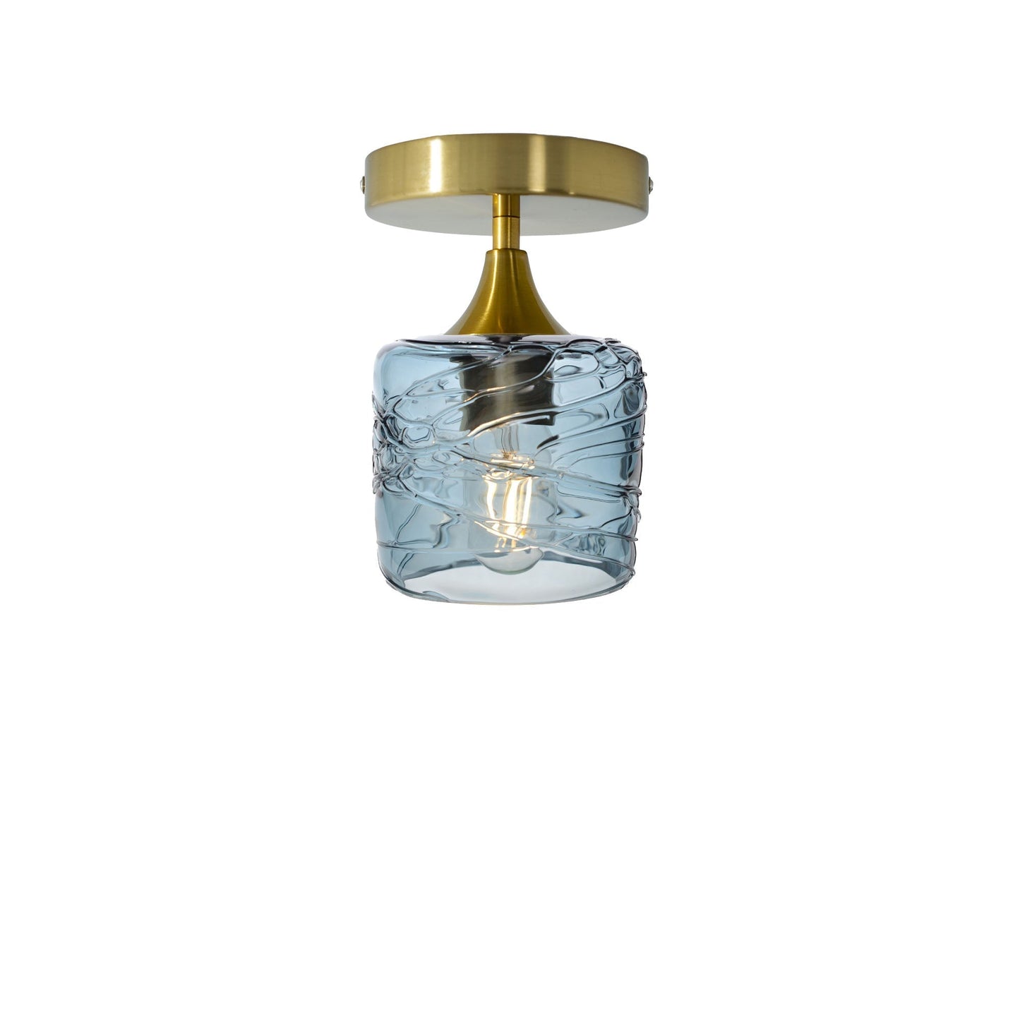 601 Semi-Flush-Bicycle Glass Co - Hotshop-Spun-Slate Gray-Polished Brass-Bicycle Glass Co