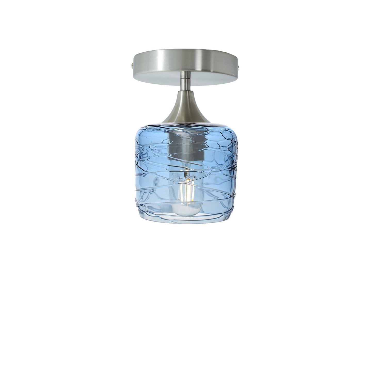 601 Semi-Flush-Bicycle Glass Co - Hotshop-Spun-Steel Blue-Brushed Nickel-Bicycle Glass Co