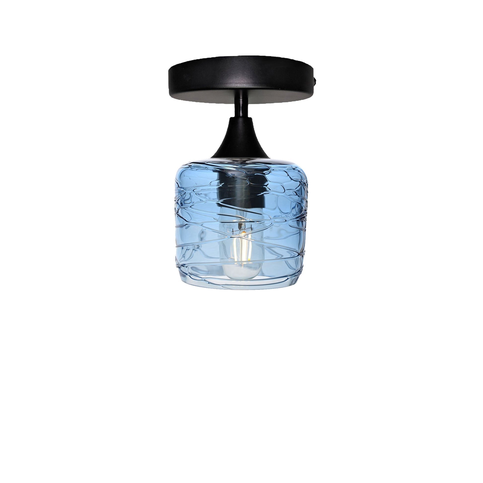 601 Semi-Flush-Bicycle Glass Co - Hotshop-Spun-Steel Blue-Matte Black-Bicycle Glass Co