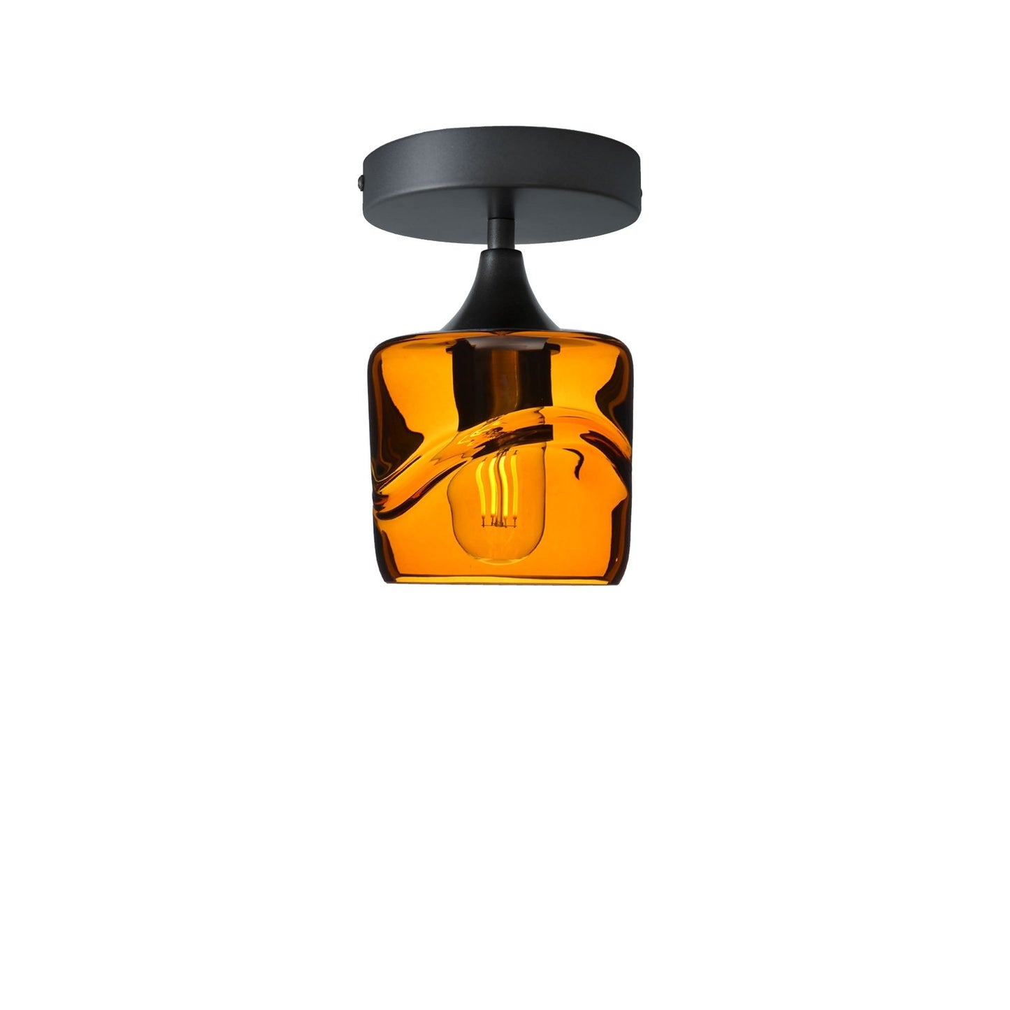 601 Semi-Flush-Bicycle Glass Co - Hotshop-Swell-Golden Amber-Antique Bronze-Bicycle Glass Co