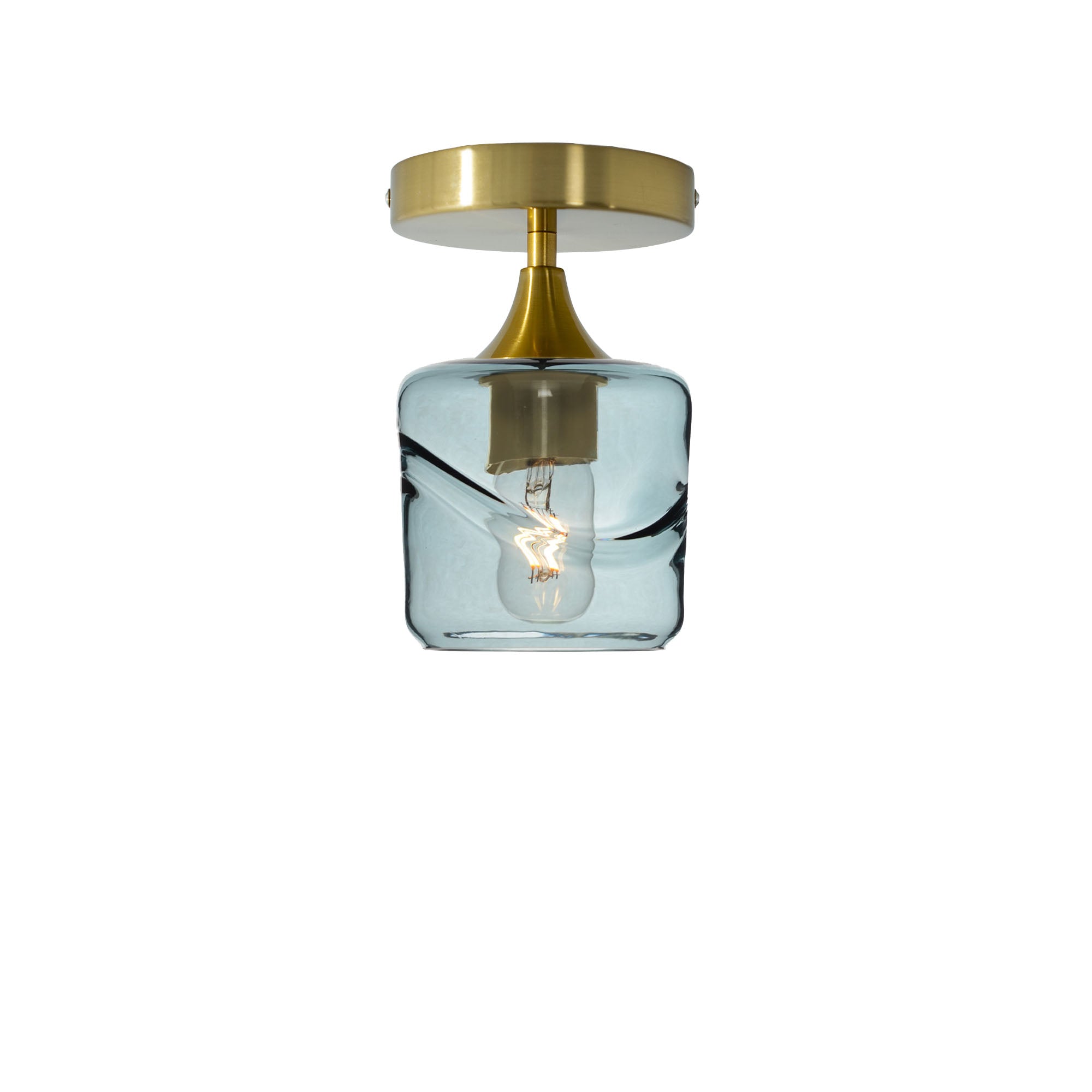 601 Semi-Flush-Bicycle Glass Co - Hotshop-Swell-Slate Gray-Polished Brass-Bicycle Glass Co