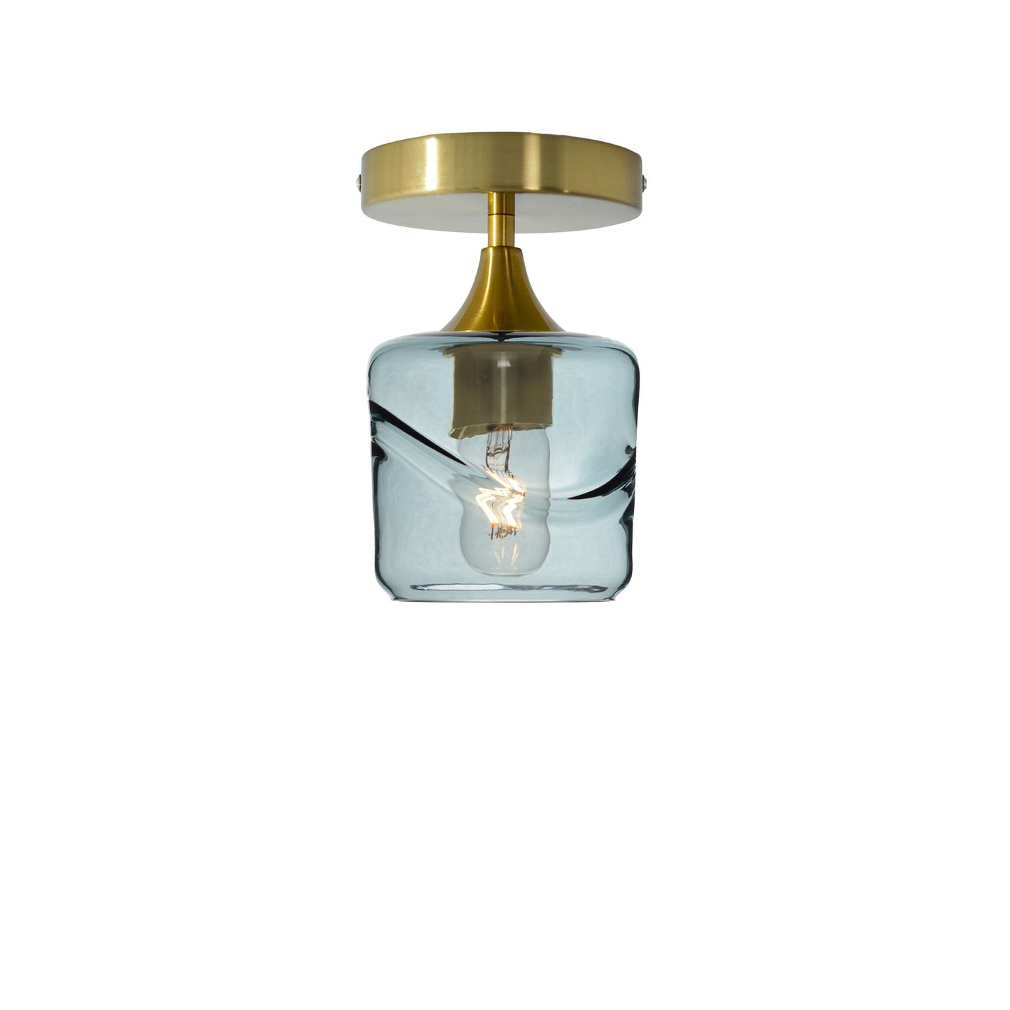 601 Semi-Flush-Bicycle Glass Co - Hotshop-Swell-Slate Gray-Polished Brass-Bicycle Glass Co