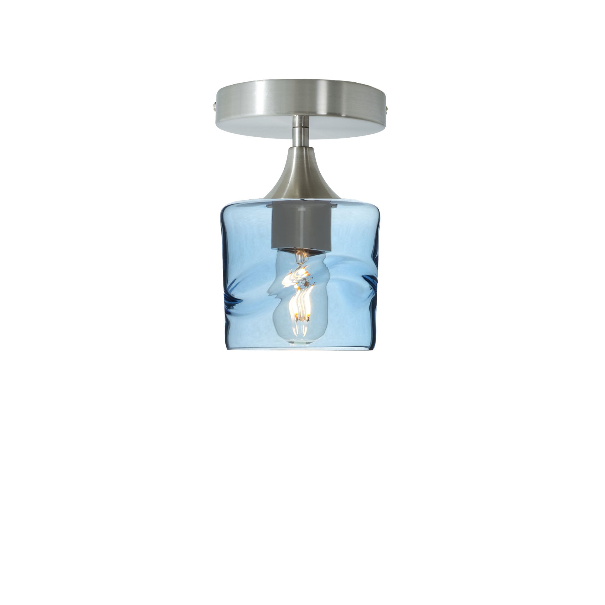 601 Semi-Flush-Bicycle Glass Co - Hotshop-Swell-Steel Blue-Brushed Nickel-Bicycle Glass Co