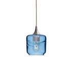 601 Single Pendant Light-Bicycle Glass Co-Brushed Nickel 15ft Cord + Track Mount-Swell-Steel Blue-Bicycle Glass Co