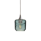 601 Single Pendant Light-Bicycle Glass Co-Brushed Nickel 15ft Cord + Track Mount-Swell-Slate Gray-Bicycle Glass Co