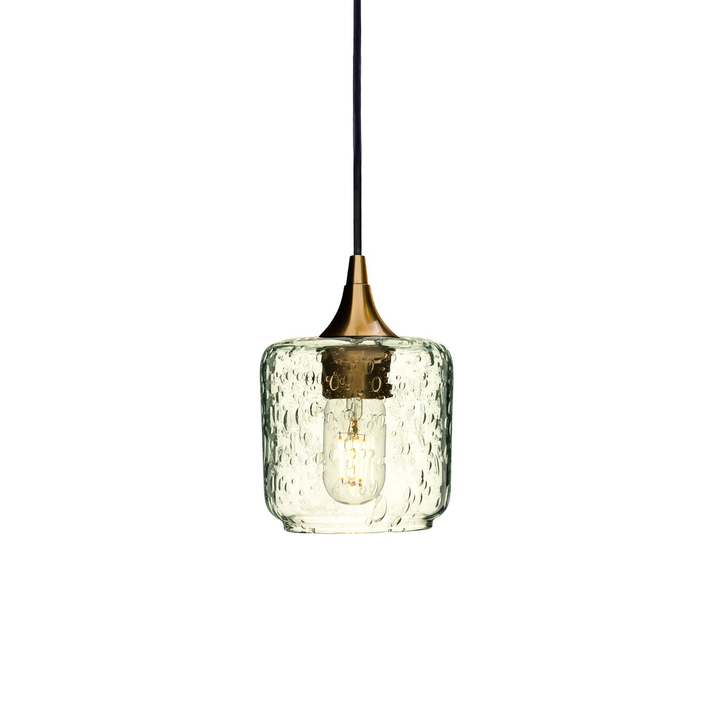 601 Single Pendant Light-Bicycle Glass Co-Polished Brass 15ft Cord + Track Mount-Lunar-Eco Clear-Bicycle Glass Co