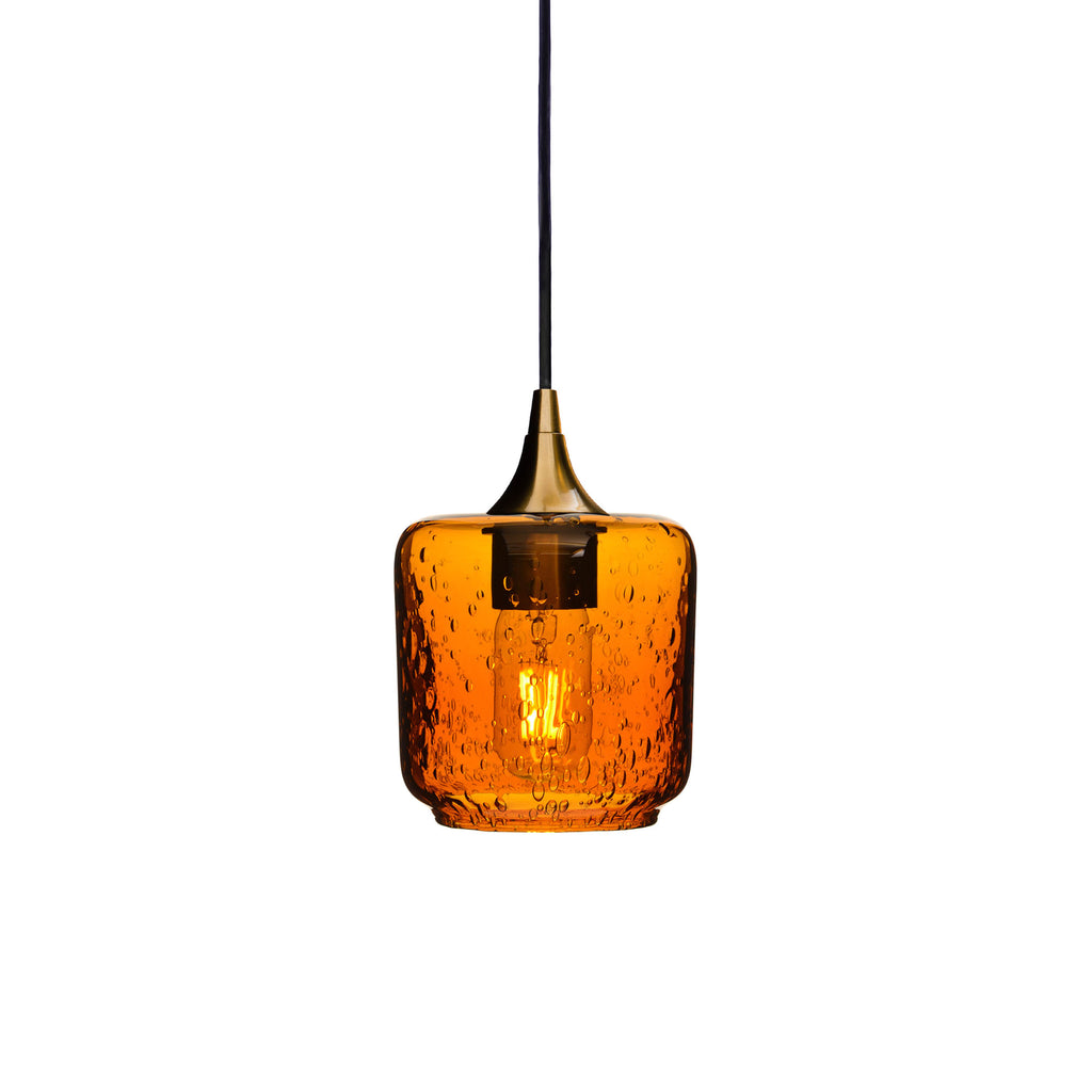 601 Single Pendant Light-Bicycle Glass Co-Polished Brass 15ft Cord + Track Mount-Lunar-Golden Amber-Bicycle Glass Co