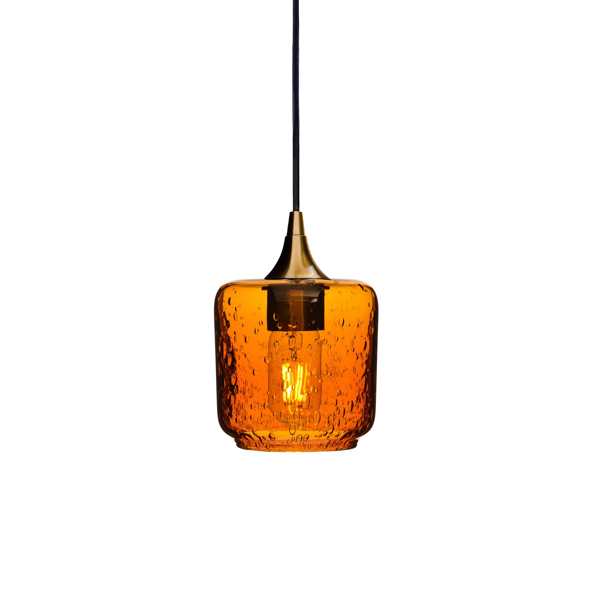 601 Single Pendant Light-Bicycle Glass Co-Polished Brass 15ft Cord + Track Mount-Lunar-Golden Amber-Bicycle Glass Co
