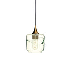 601 Single Pendant Light-Bicycle Glass Co-Polished Brass 15ft Cord + Track Mount-Swell-Eco Clear-Bicycle Glass Co