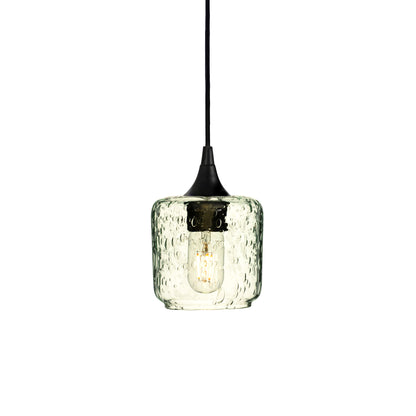 601 Single Pendant Light-Bicycle Glass Co-Matte Black 15ft Cord + Track Mount-Lunar-Eco Clear-Bicycle Glass Co